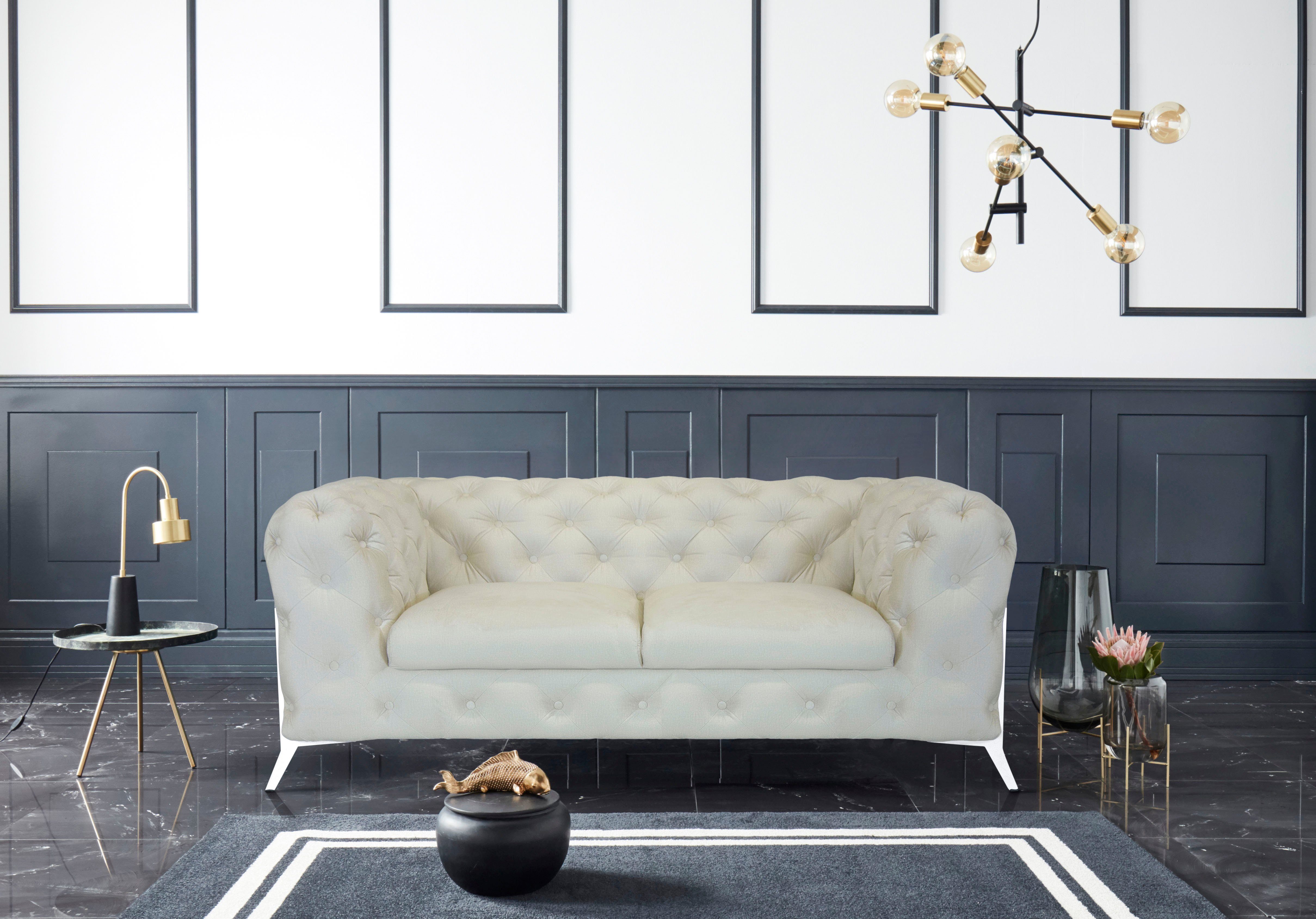 Leonique Chesterfield-bank Amaury luxueuze capitonnage, moderne chesterfield look, kleur van de poten ter keuze