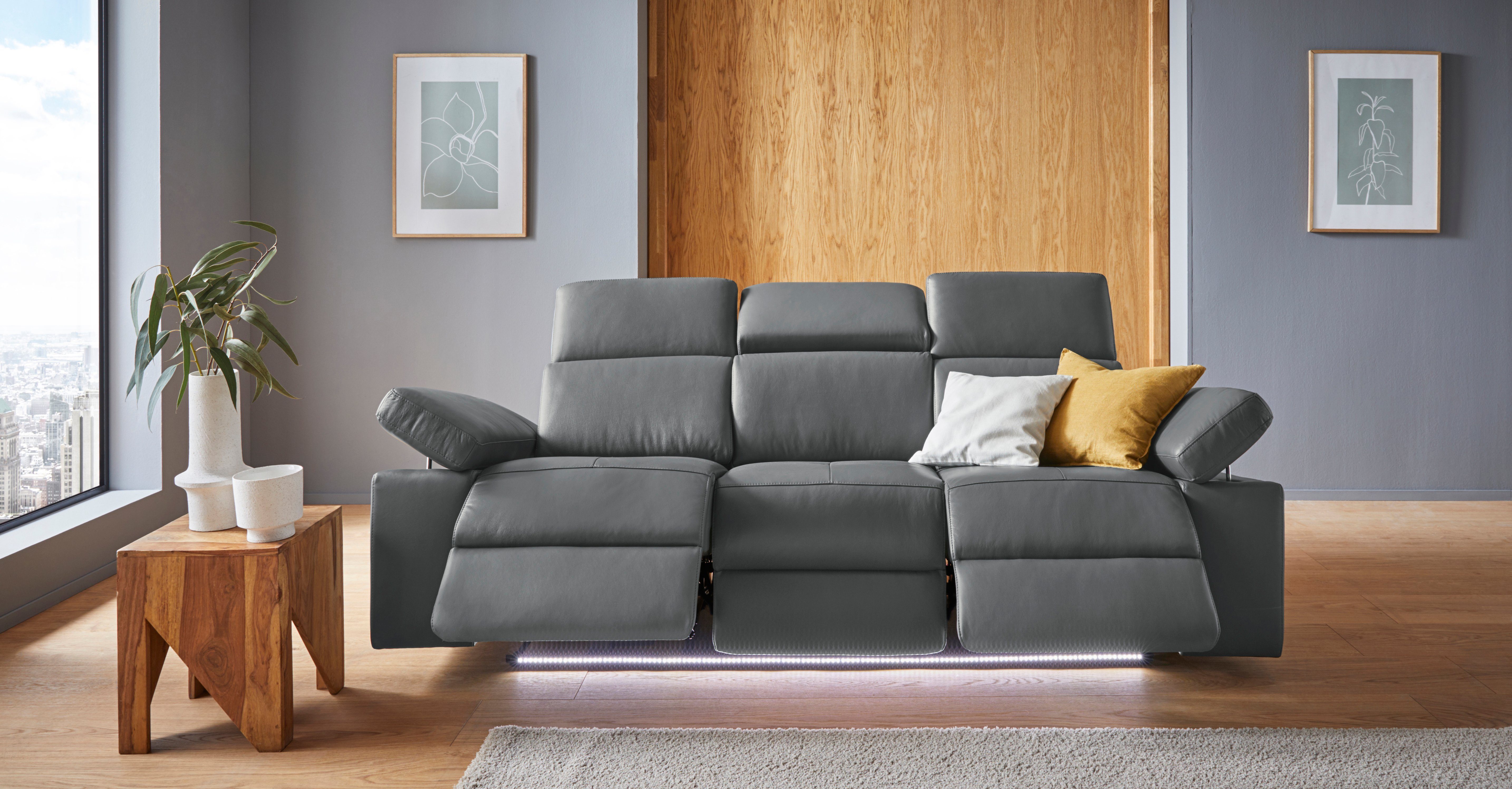 Places of Style 3-zitsbank Kilado met 2x relaxfunctie, verstelbare armleuning, verstelbare hoofdsteun