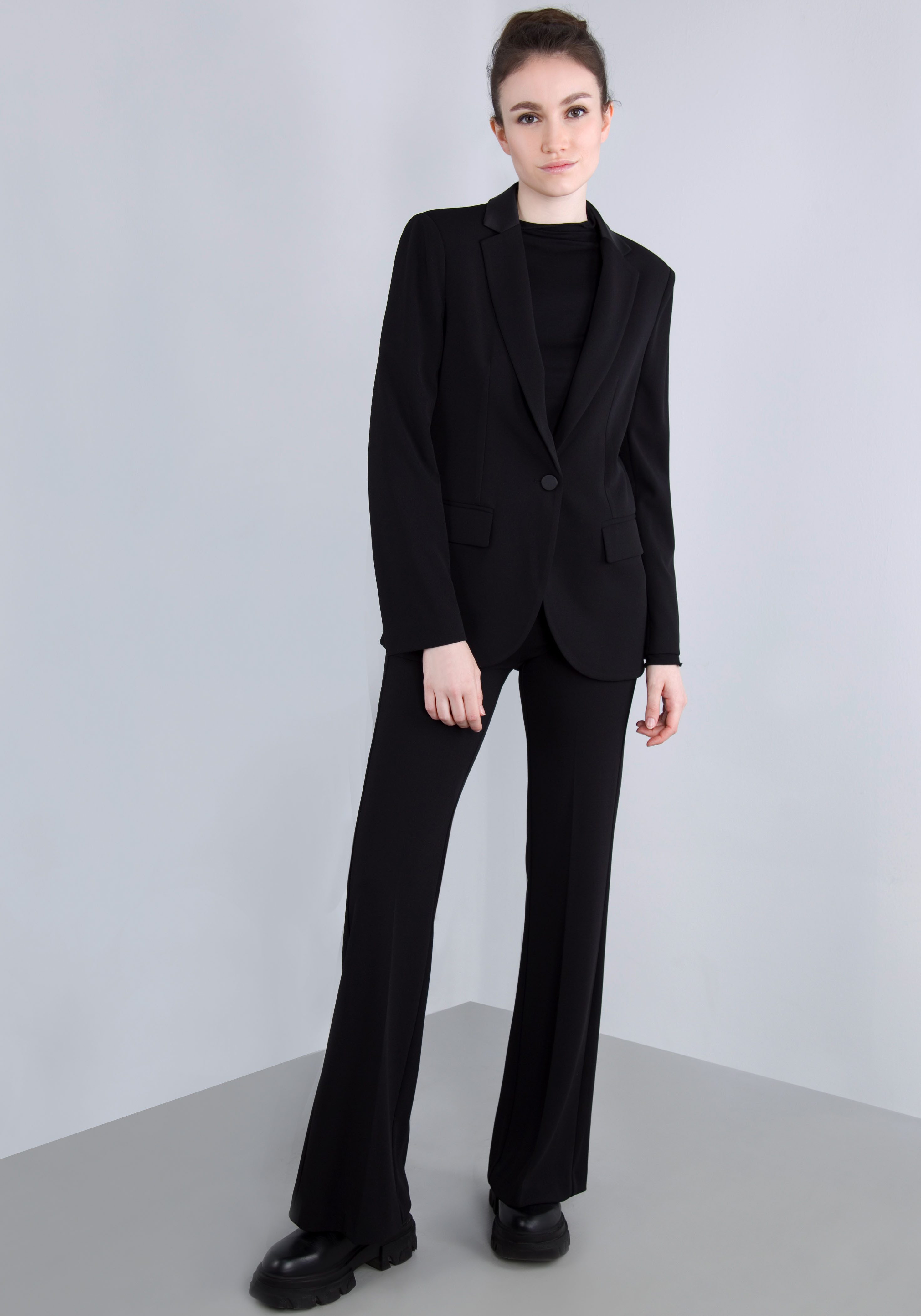 IMPERIAL Lange blazer met satijnen details en stretch
