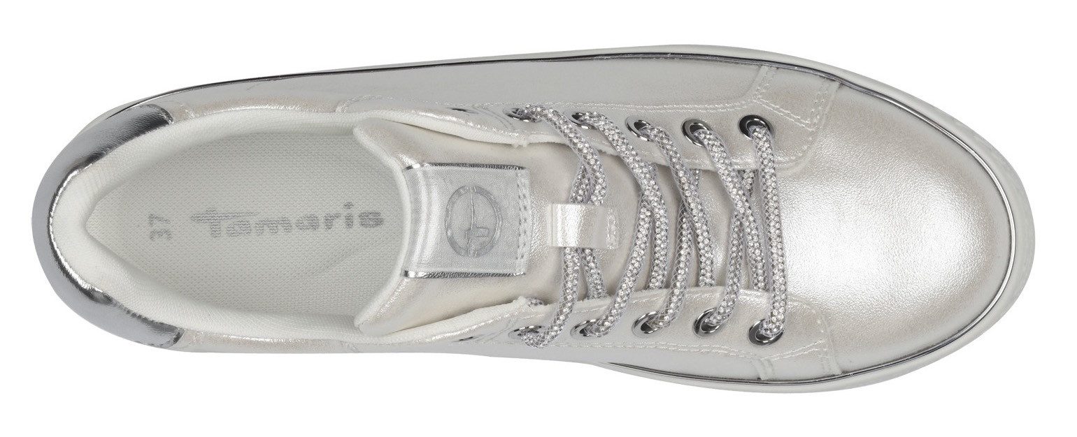 Tamaris Plateausneakers , vrijetijdsschoen, lage schoen, veterschoen, contrastafwerking aan de hak