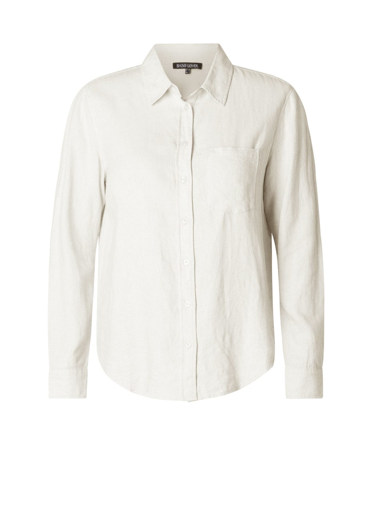 Base Level Curvy Blouse met lange mouwen Yaella met knoopsluiting en van linnen