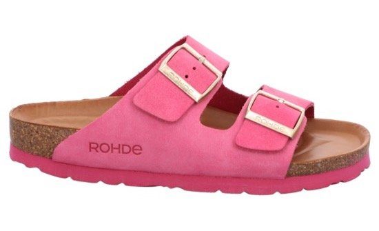 Rohde Slippers Alba , sleehak, zomerschoenen, pantoffels met twee gespsluitingen dames sandaaltjes maat 35 roze