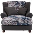 home affaire xxl-fauteuil oase ii mega-fauteuil xxl incl. sierkussen, loveseat - leuke combinatie van uni stof met bloemmotief paars
