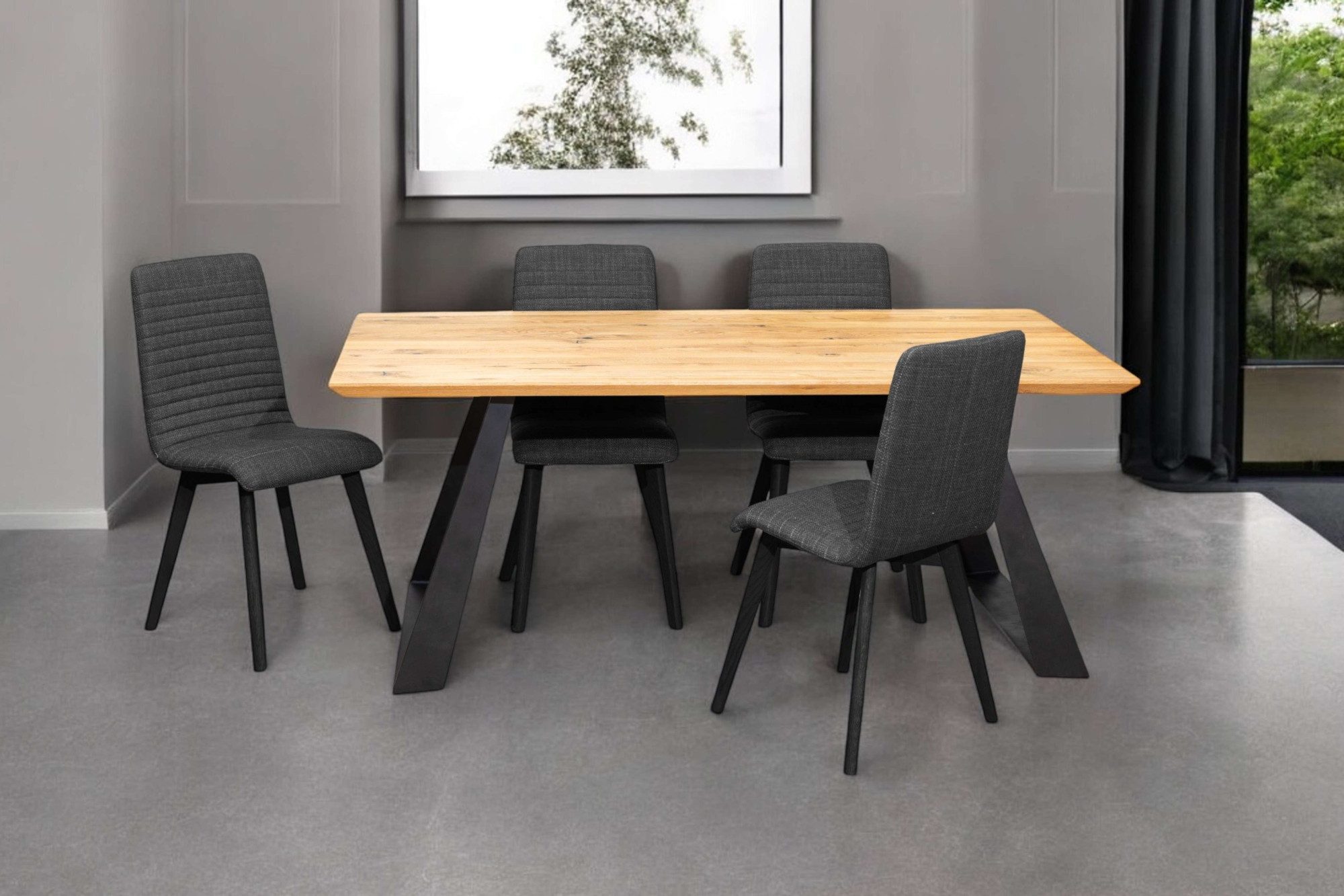 Home affaire Eethoek Arosa zitgroep voor keukens, eettafel met 4 gestoffeerde stoelen, 5-delig (set, 5-delig)
