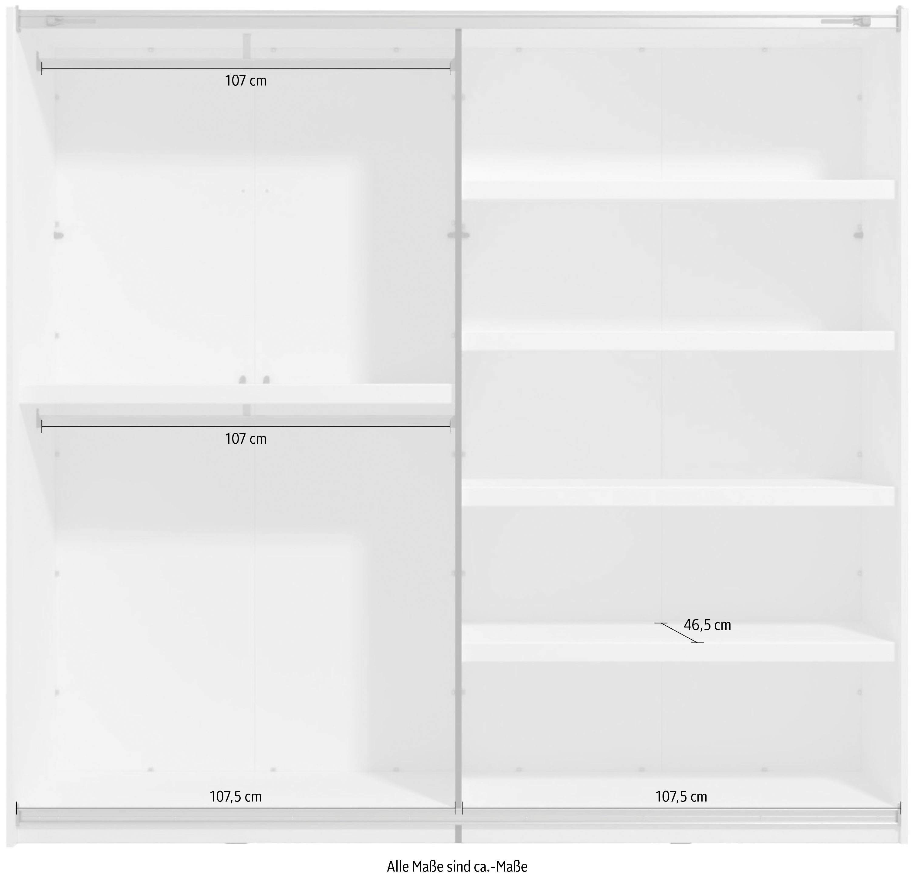 Home affaire Schuifdeurkast Belfort, kledingkast met spiegel, gemaakt in Europa 2 schuifdeuren, 220x61x205cm, fsc®-gecertificeerd houtmateriaal