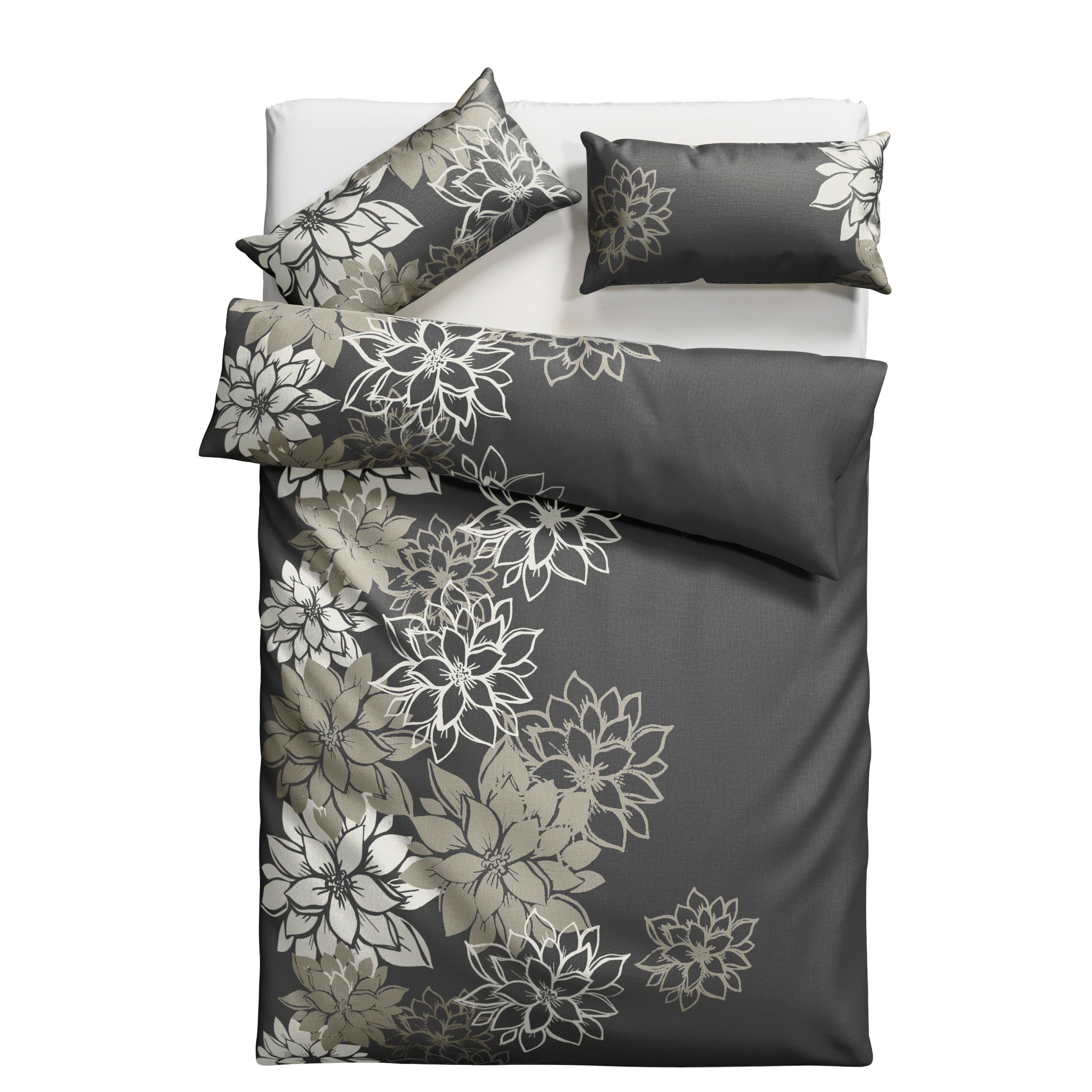 Home affaire Overtrekset Susan in mt. 135x200 of 155x220 cm in verschillende kwaliteiten, romantische dekbedovertrek met bloemen (2-delig)