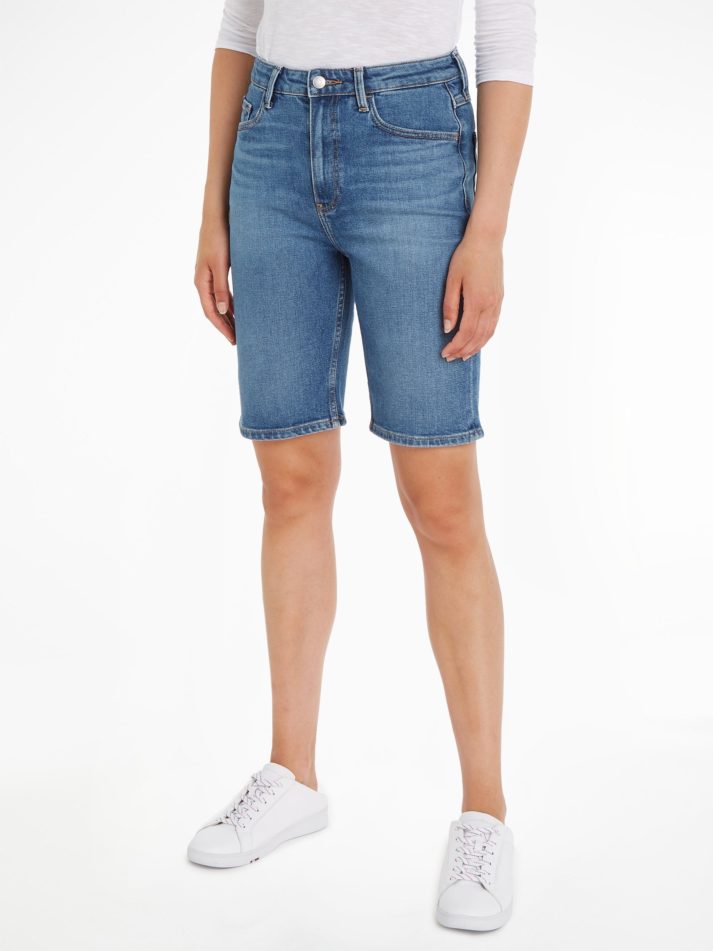 Tommy Hilfiger Korte slim fit jeans met labeldetail