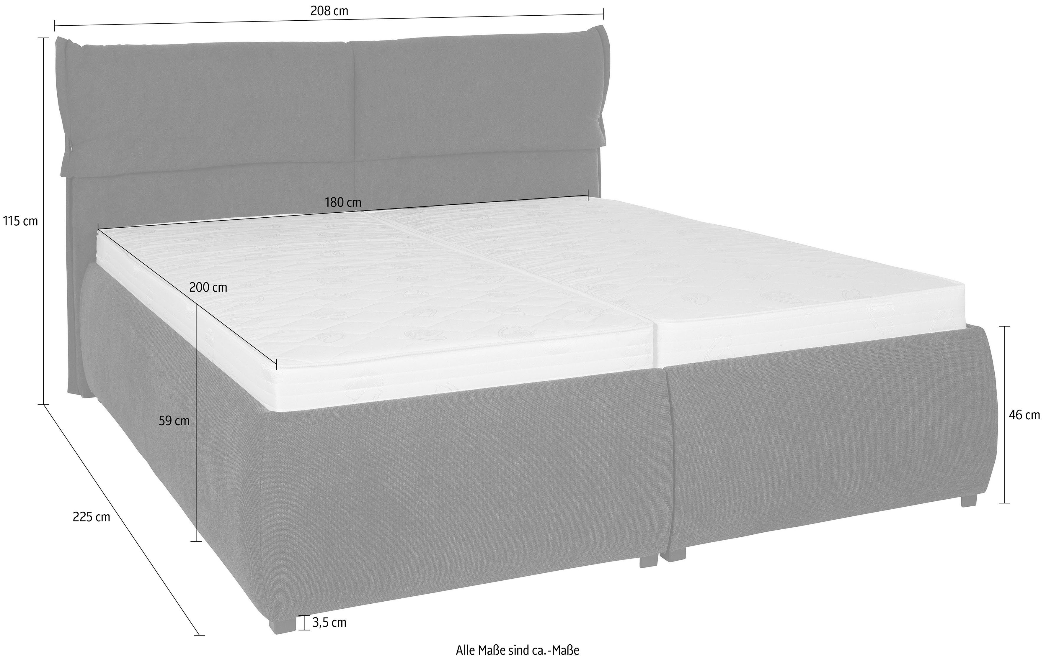 andas Gestoffeerd bed Jenson als bedframe of met 3 matrassoorten en hardheden