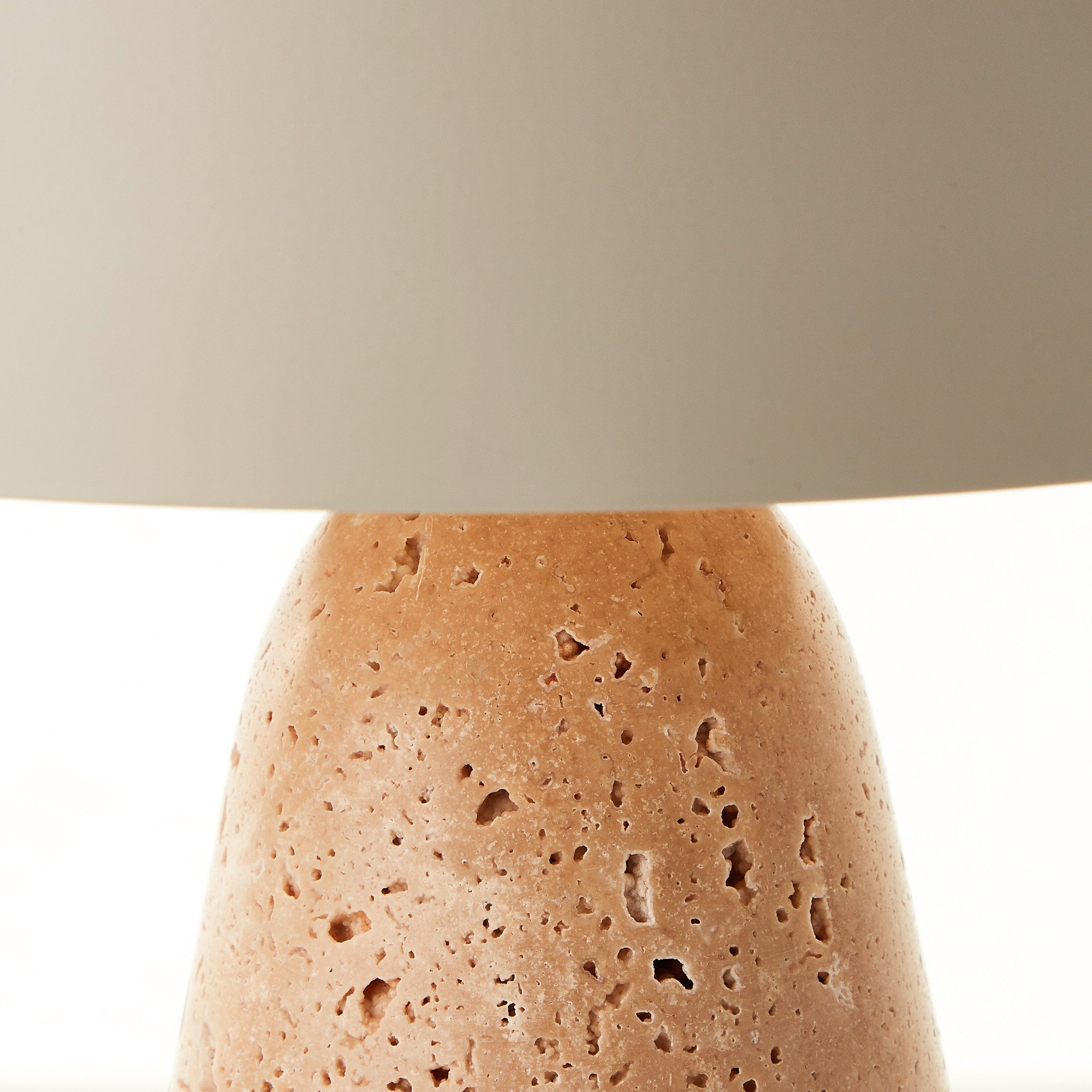 Brilliant Leuchten Tafellamp Nalam met travertijn voet en metalen kap, e14, 31 x 20 cm, beige