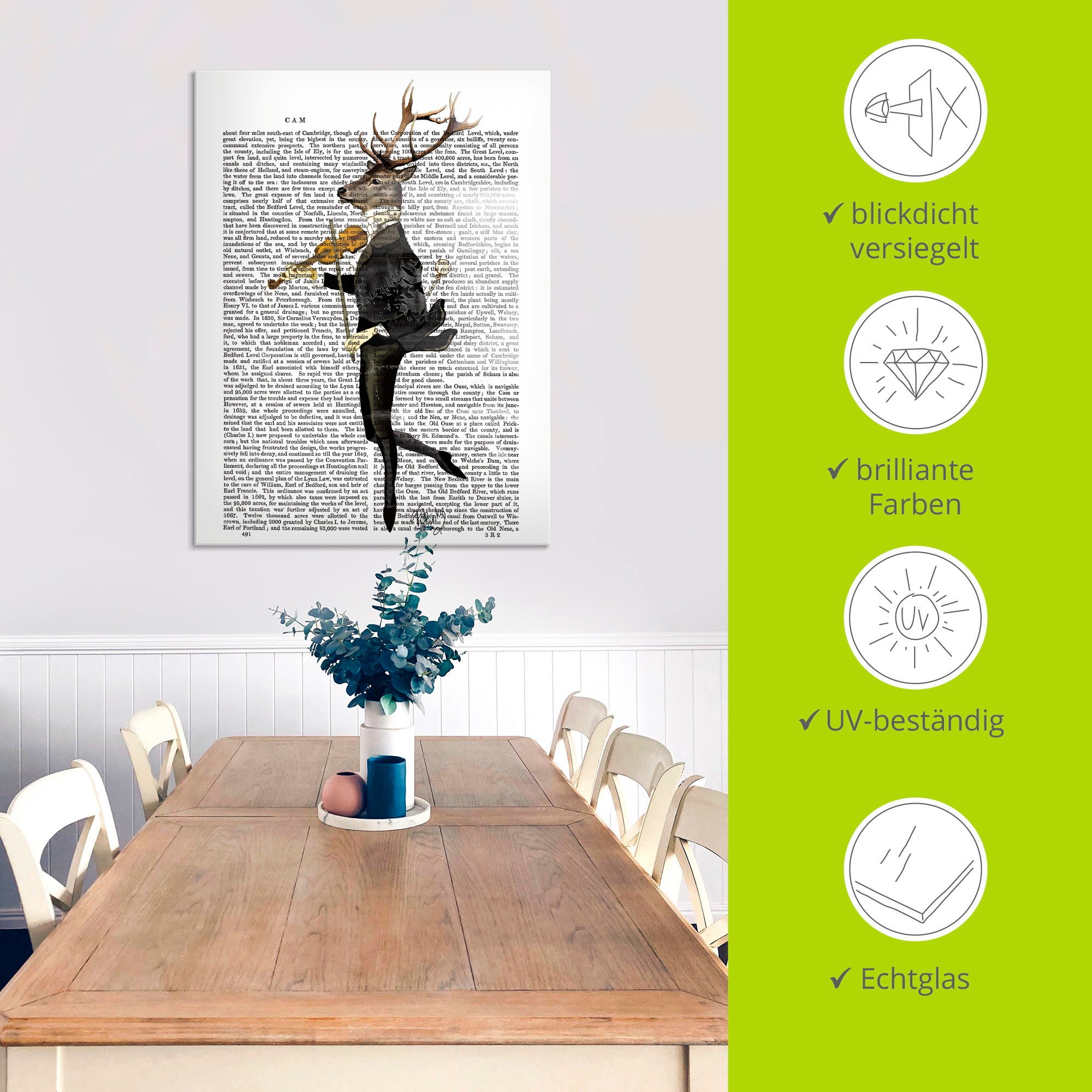 Artland Print op glas Dansend hert met viool