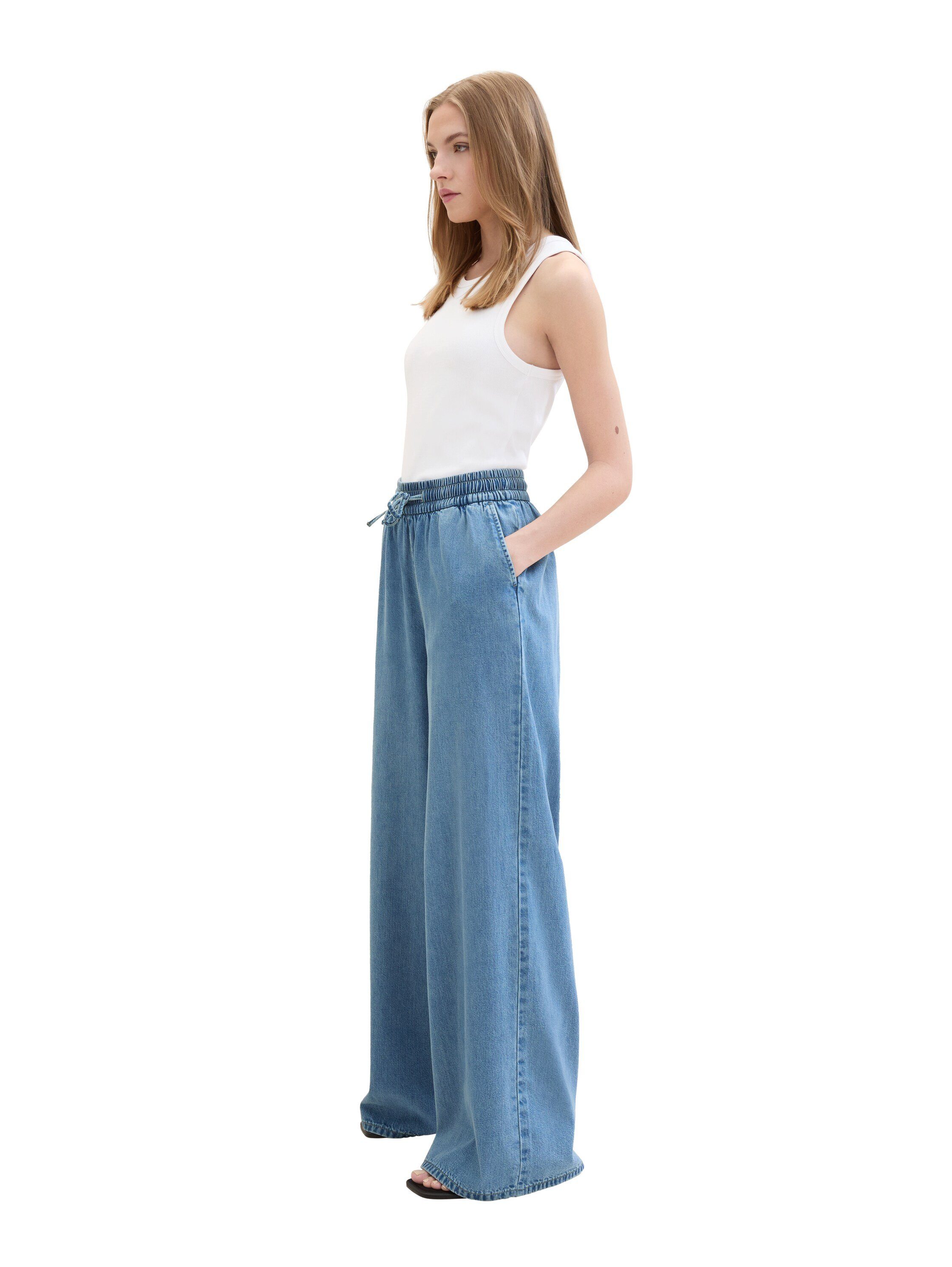 Tom Tailor Denim Wijde jeans met steekzakken opzij