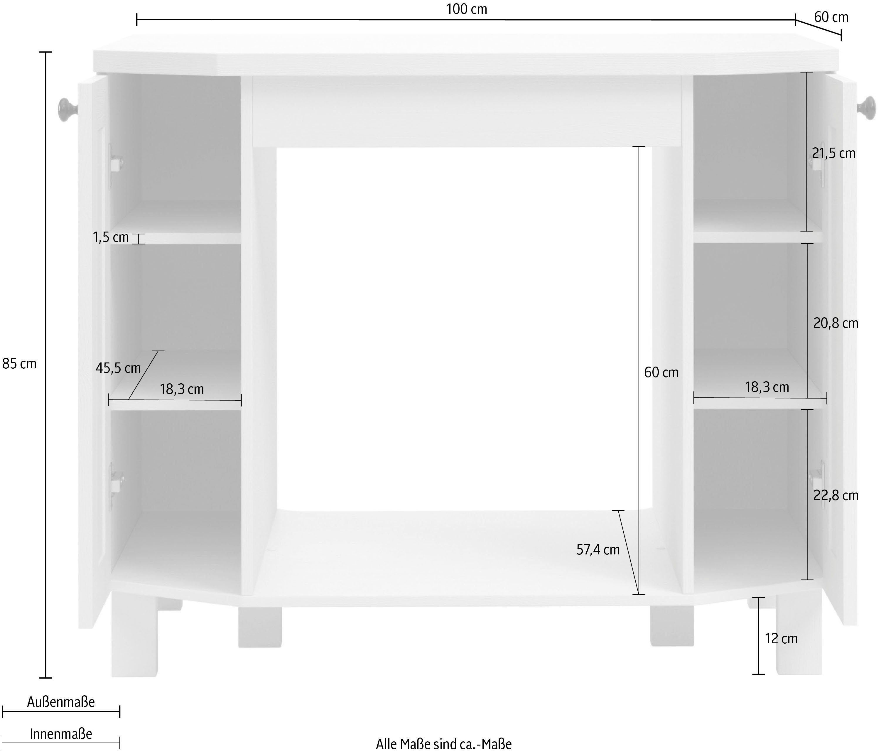 Kochstation Ombouwkast voor oven KS-Osby Massief grenen, breedte 100 cm, 2 deuren (1 stuk)