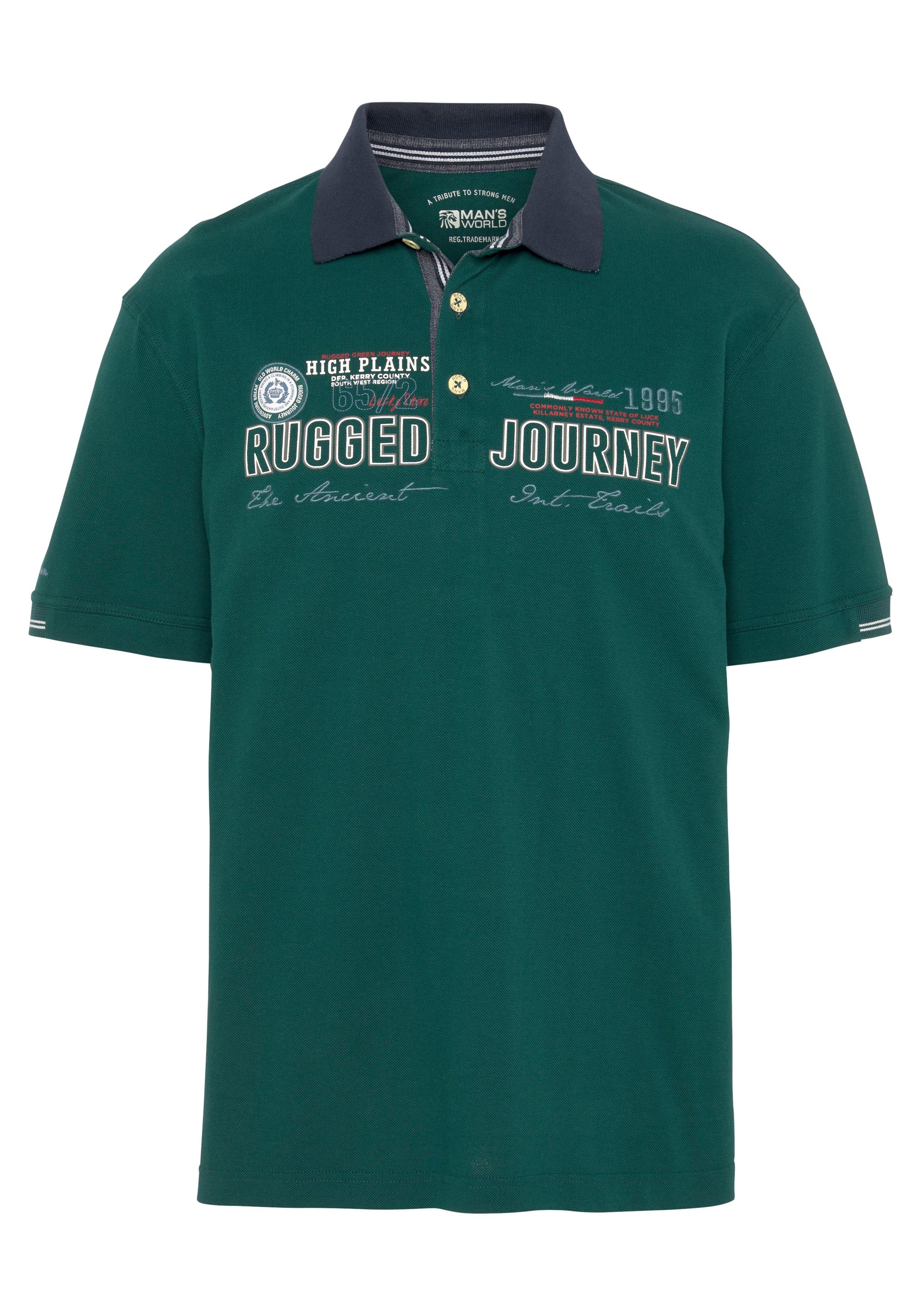 Man's World Poloshirt Korte mouwen, met print, borduursel en badge, polokraag