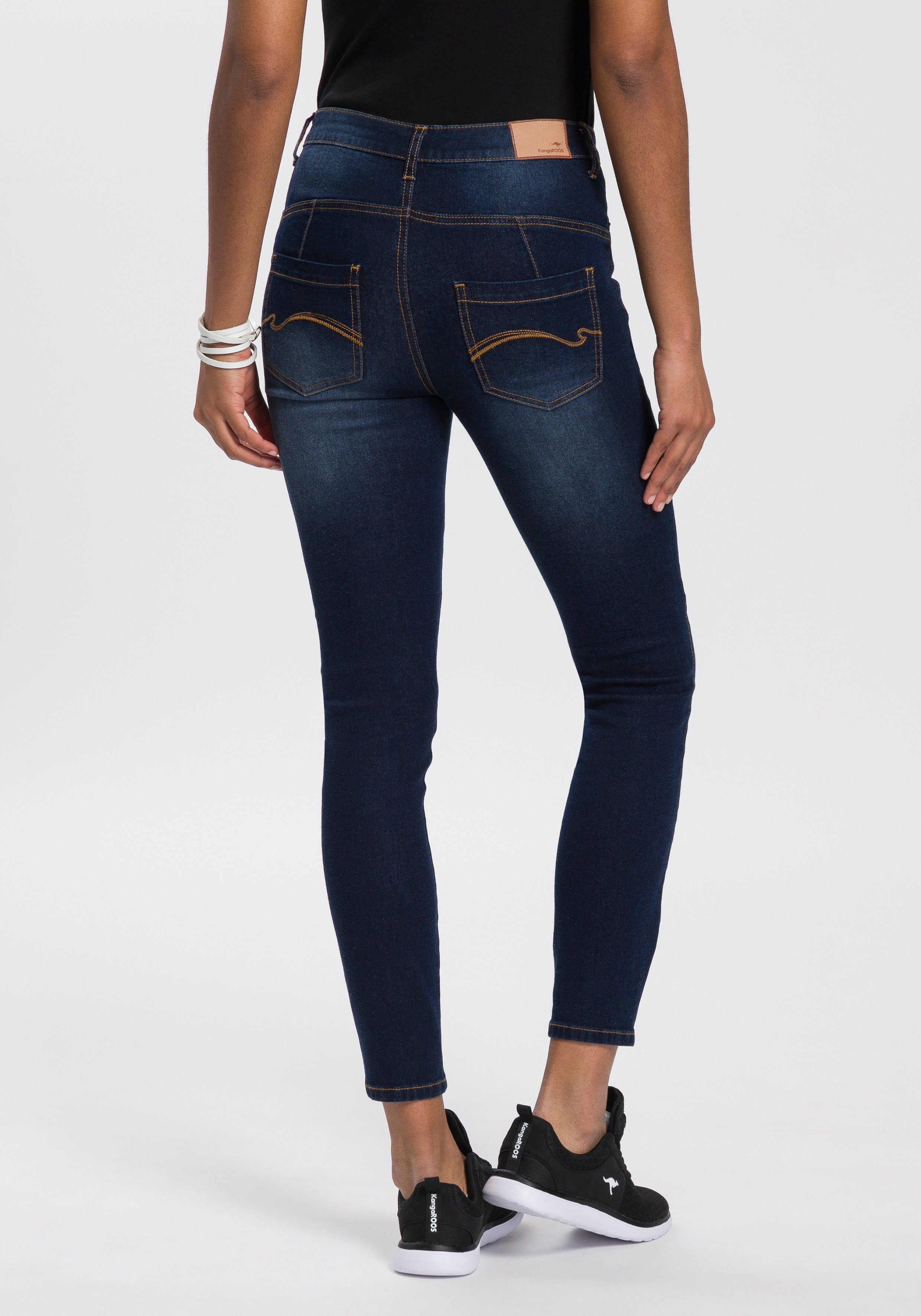 KangaROOS Slim fit jeans CROPPED HIGH WAIST SLIM FIT smalle pasvorm, skinny jeans, trendy used-wassing