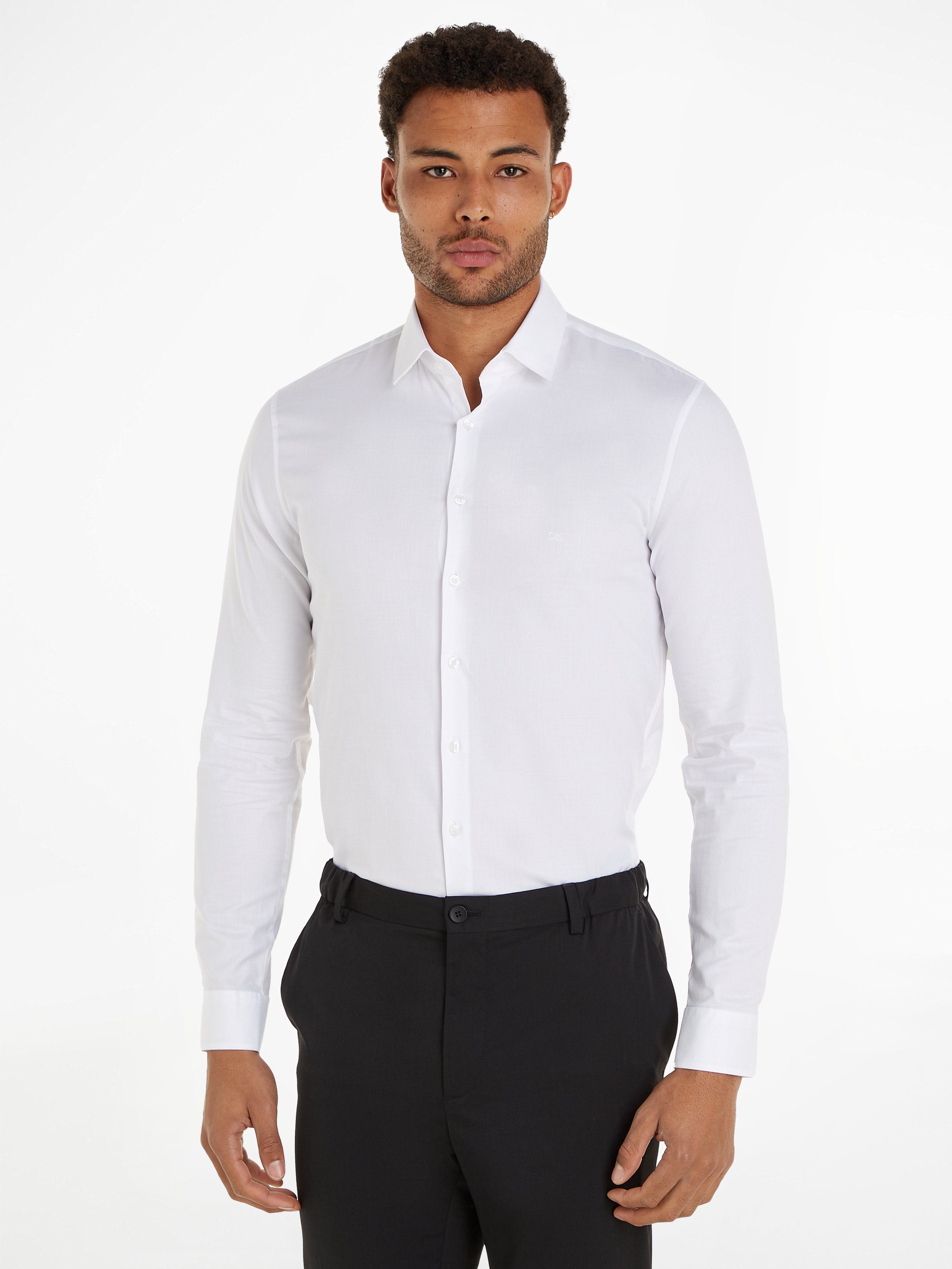 Calvin Klein Overhemd met lange mouwen TONAL STRUCTURE SLIM SHIRT