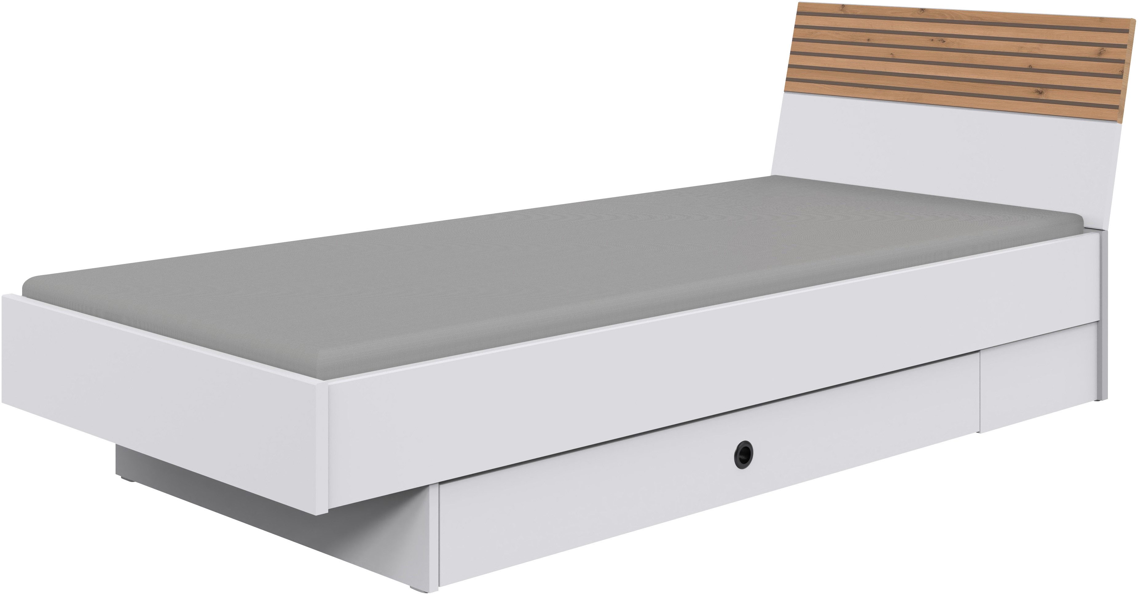 Wimex Bedframe Rügen Bed met trendy decorfolie in akoestische paneel-look bedden wit