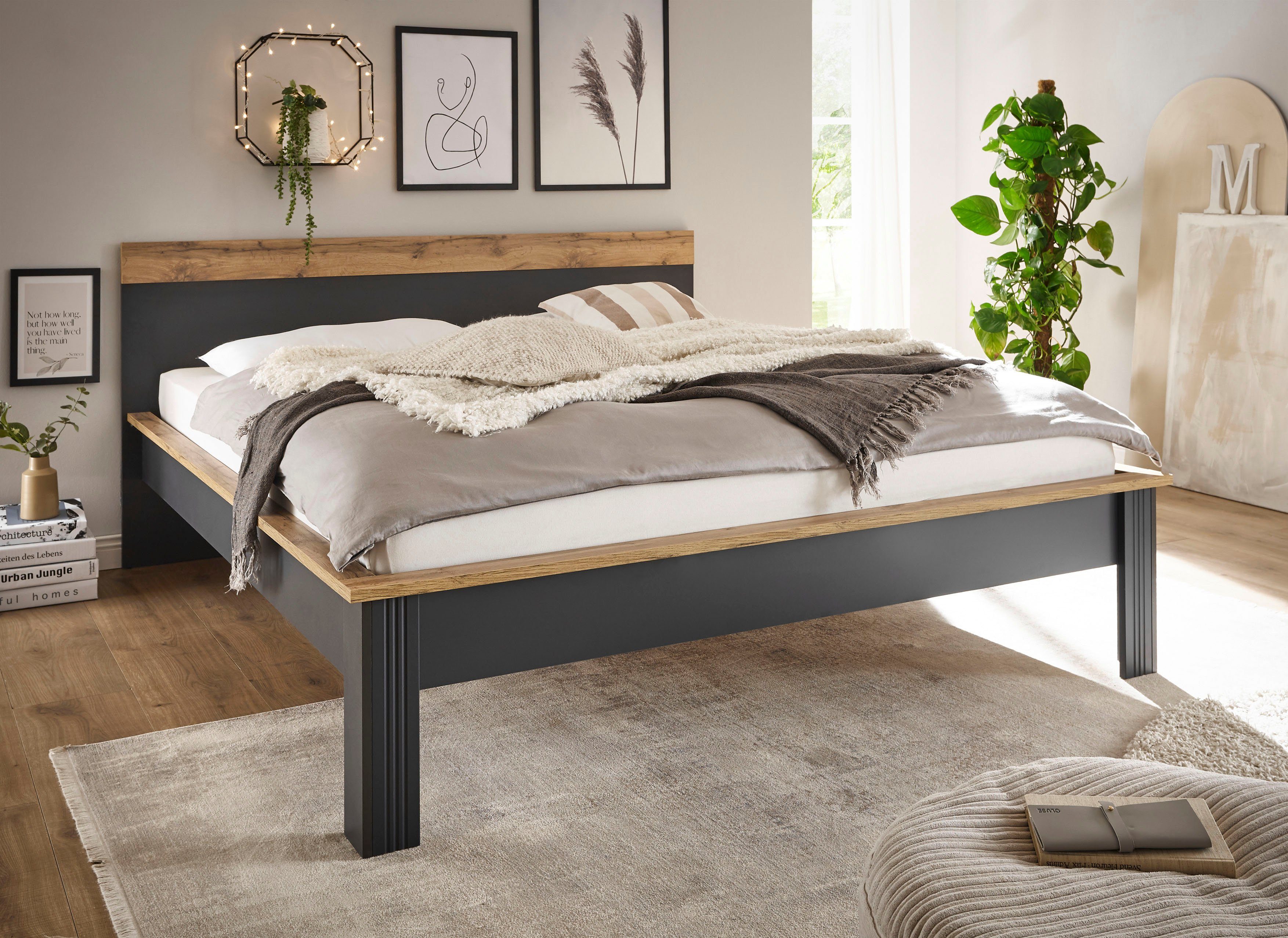 Home affaire 1-persoonsledikant WESTMINSTER bed in landelijke stijl, tweepersoonsbed, bedframe in verschillende kleuren beschikbaar, ligoppervlak