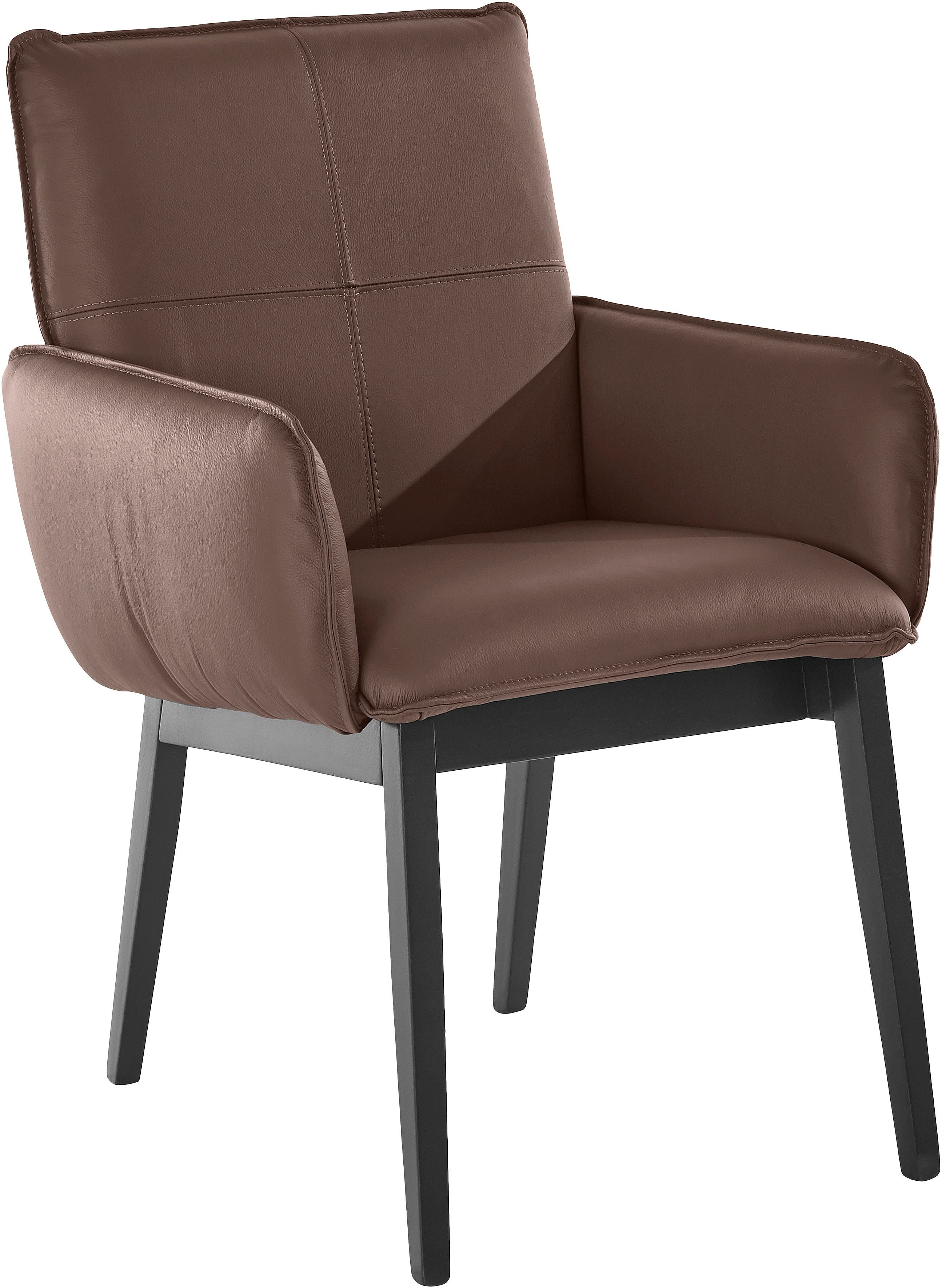 Home affaire Stoel met armleuningen Model 6 Bekleding van microvezel of leer, frame is beuken in zwart gelakt (2 stuks)