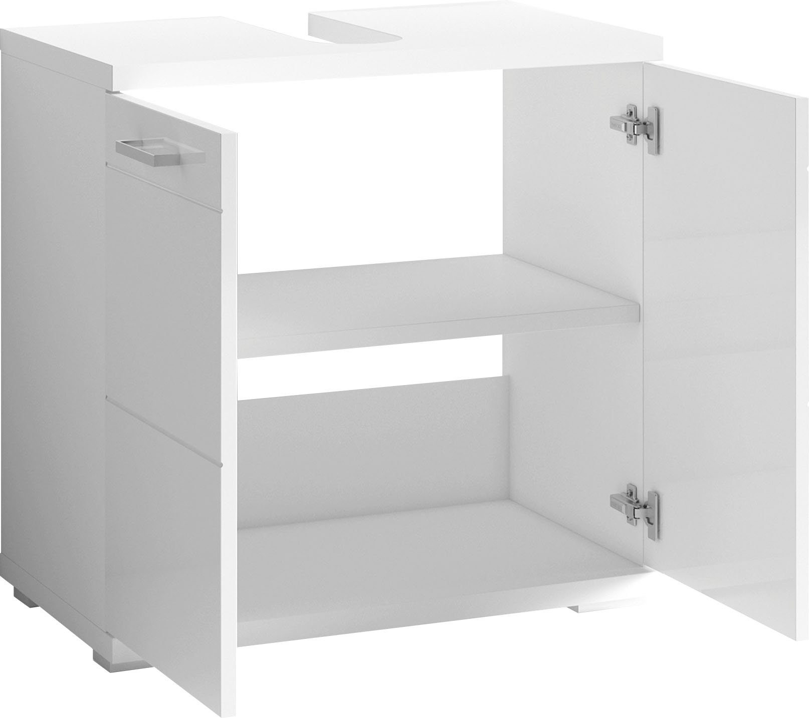 byLIVING Wastafelonderkast Nebraska Breedte 60 cm, met hoogglanslak en verchroomde metalen handgrepen