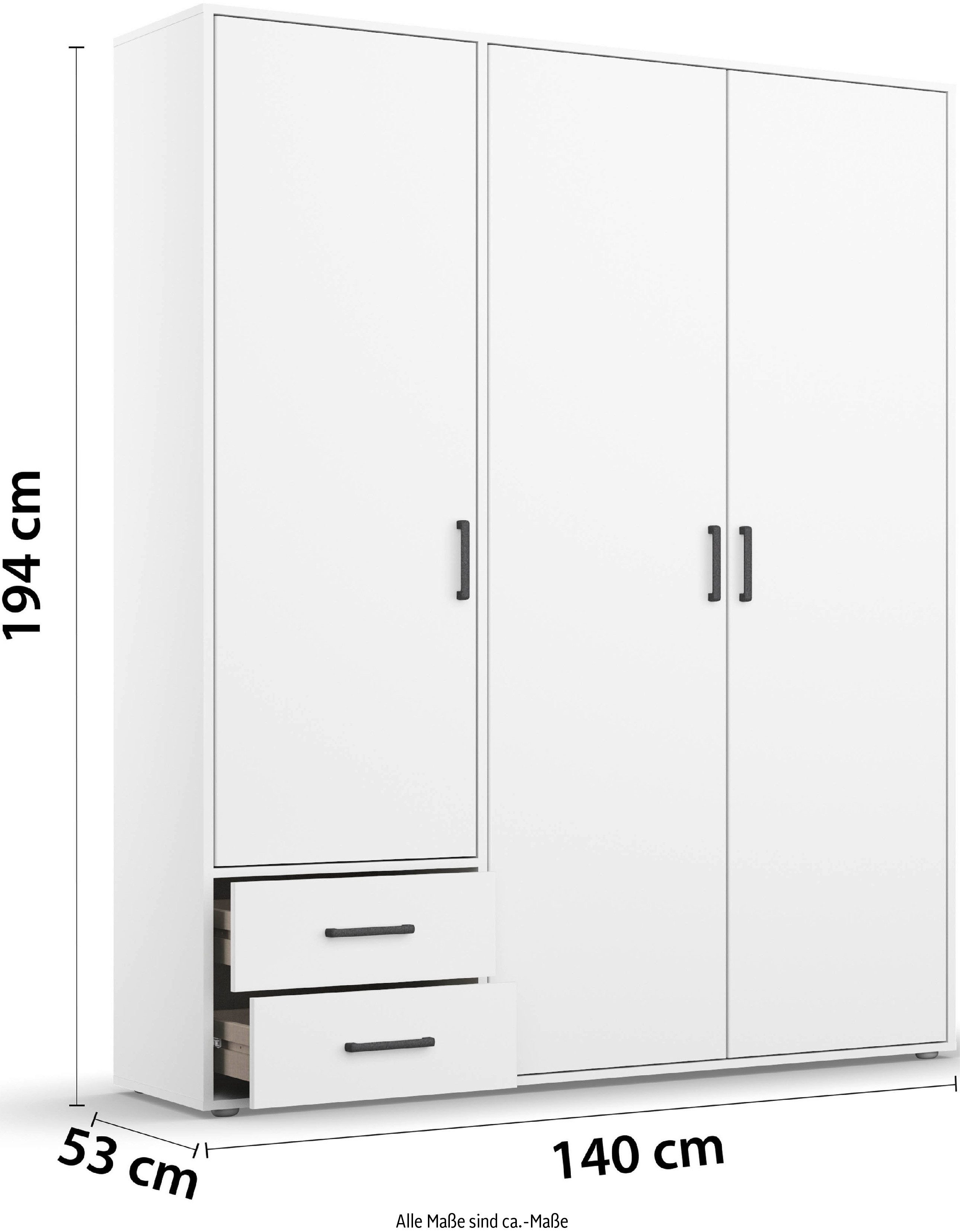 rauch Draaideurkast Kledingkast kast garderobe linnenkast VOYAGER moderne grepen in grijs metallic met buitenlades made in germany