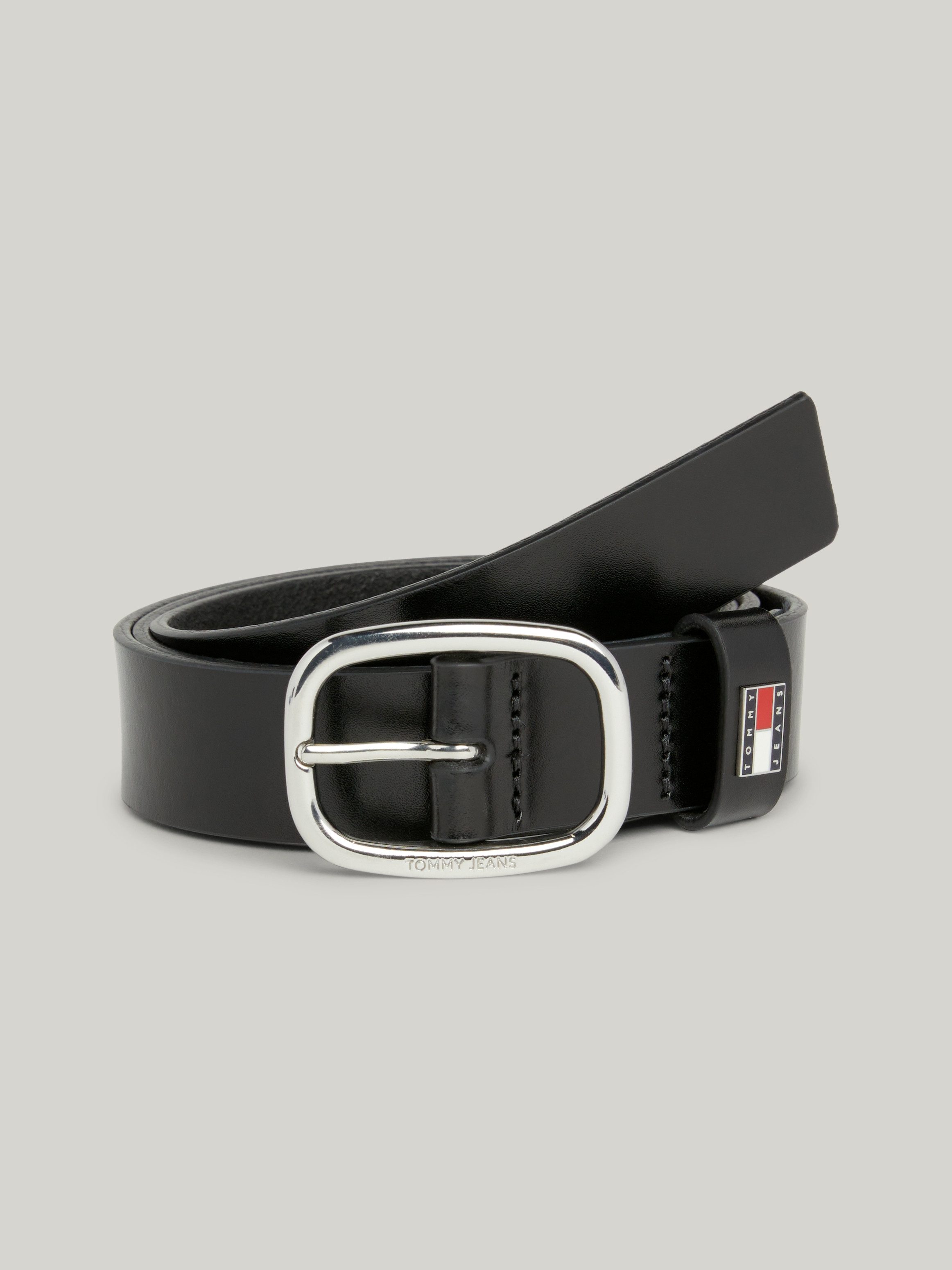 TOMMY JEANS Leren riem TJW OVAL 3.0 Ovale eenvoudig pin sluiting en logo op de sluiting