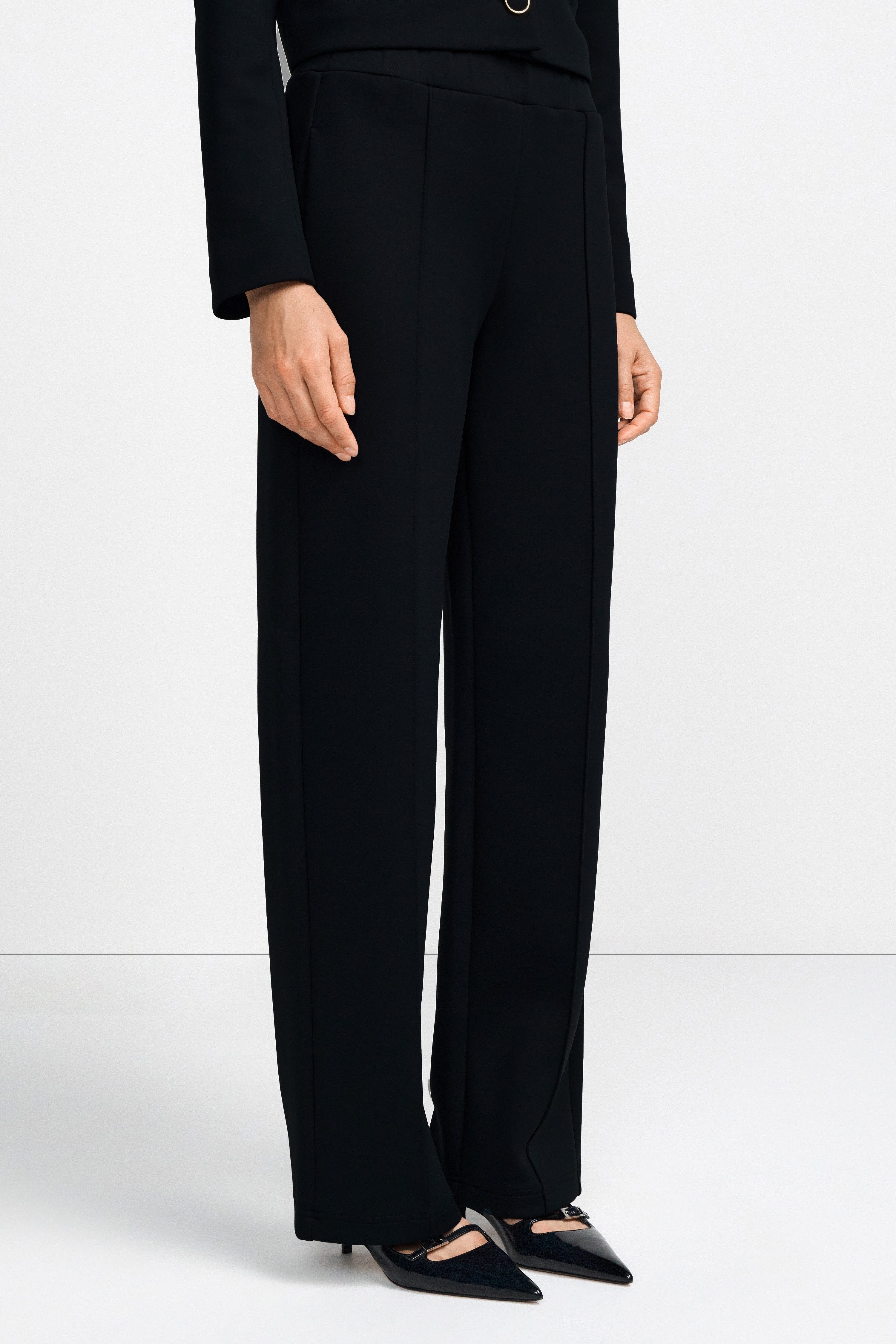 Rich & Royal Pantalon met vouw Met elastische taille dames bandplooibroeken maat 42 zwart