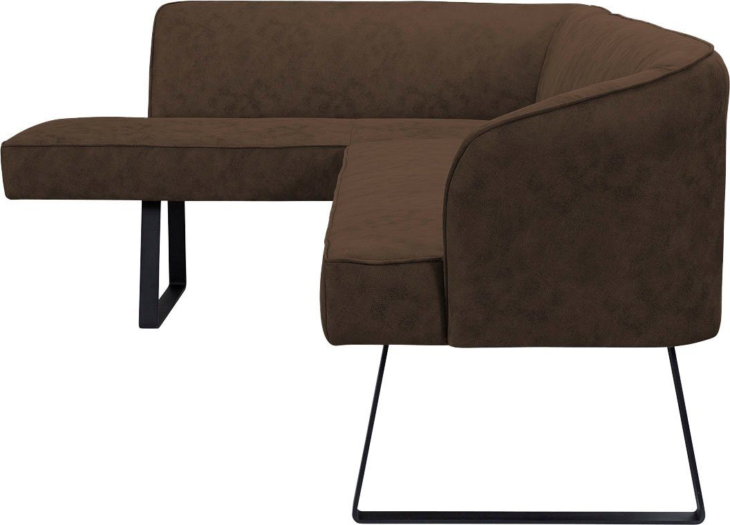 exxpo - sofa fashion Hoekbank Americano met opstaande naad en metalen poten, bekleding in verschillende kwaliteiten