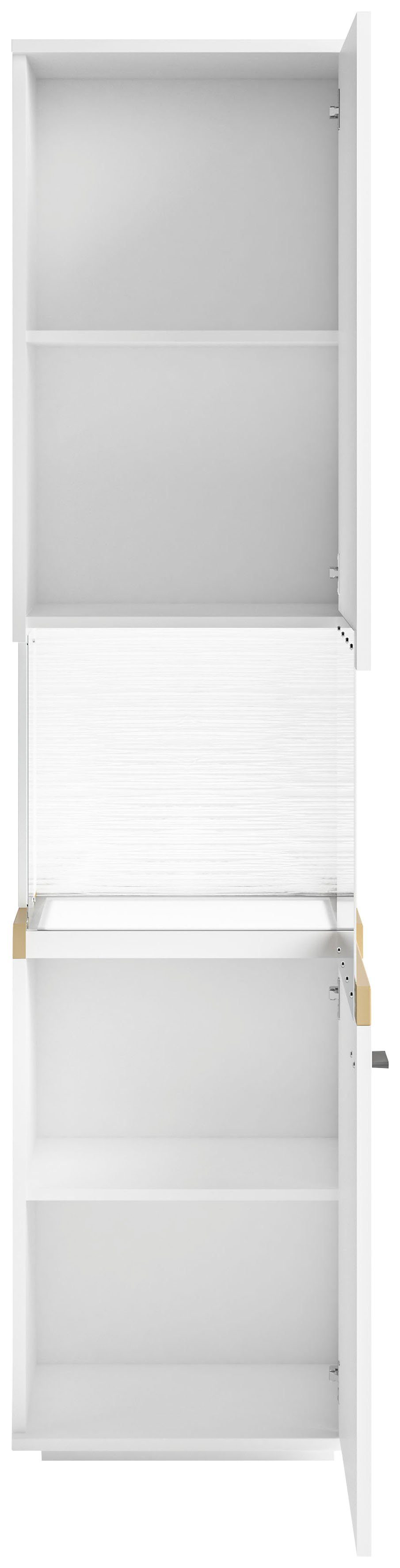 set one by Musterring Vitrinekast Lancaster Kleuren wit of grijs met eikenafwerking, met LED-verlichting
