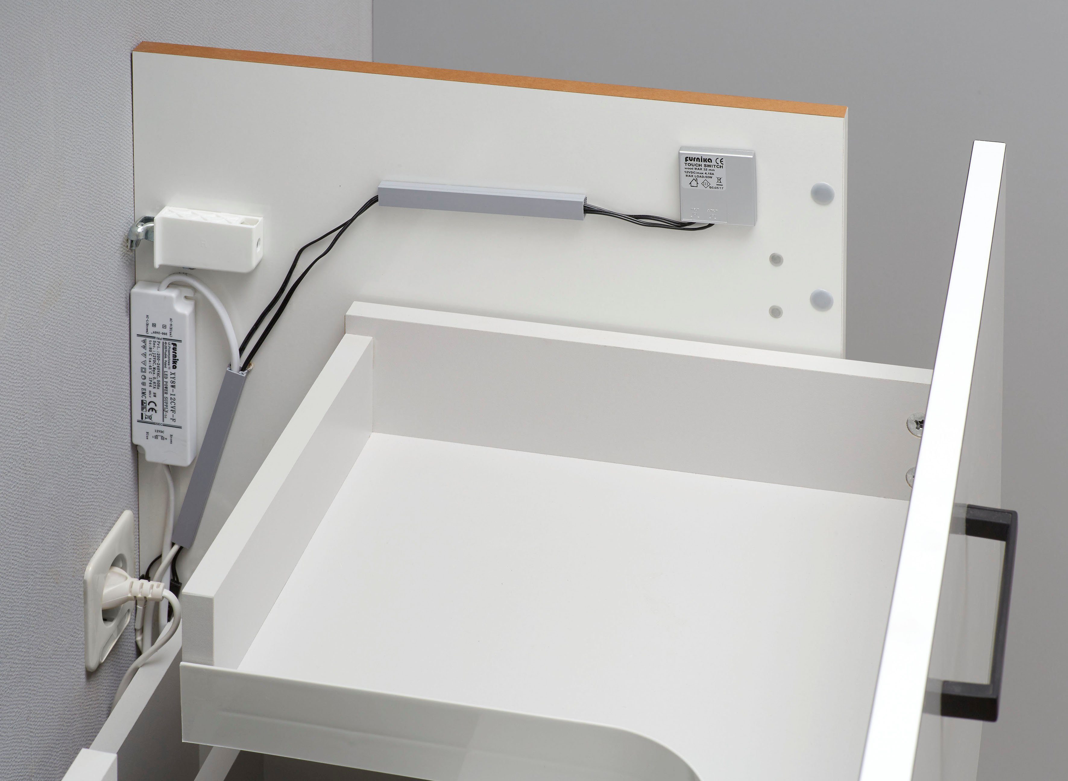 Saphir Inbouwlamp Quickset verlichtingsset incl. transformator en aanraaksensor, 60 cm breed (1 stuk)