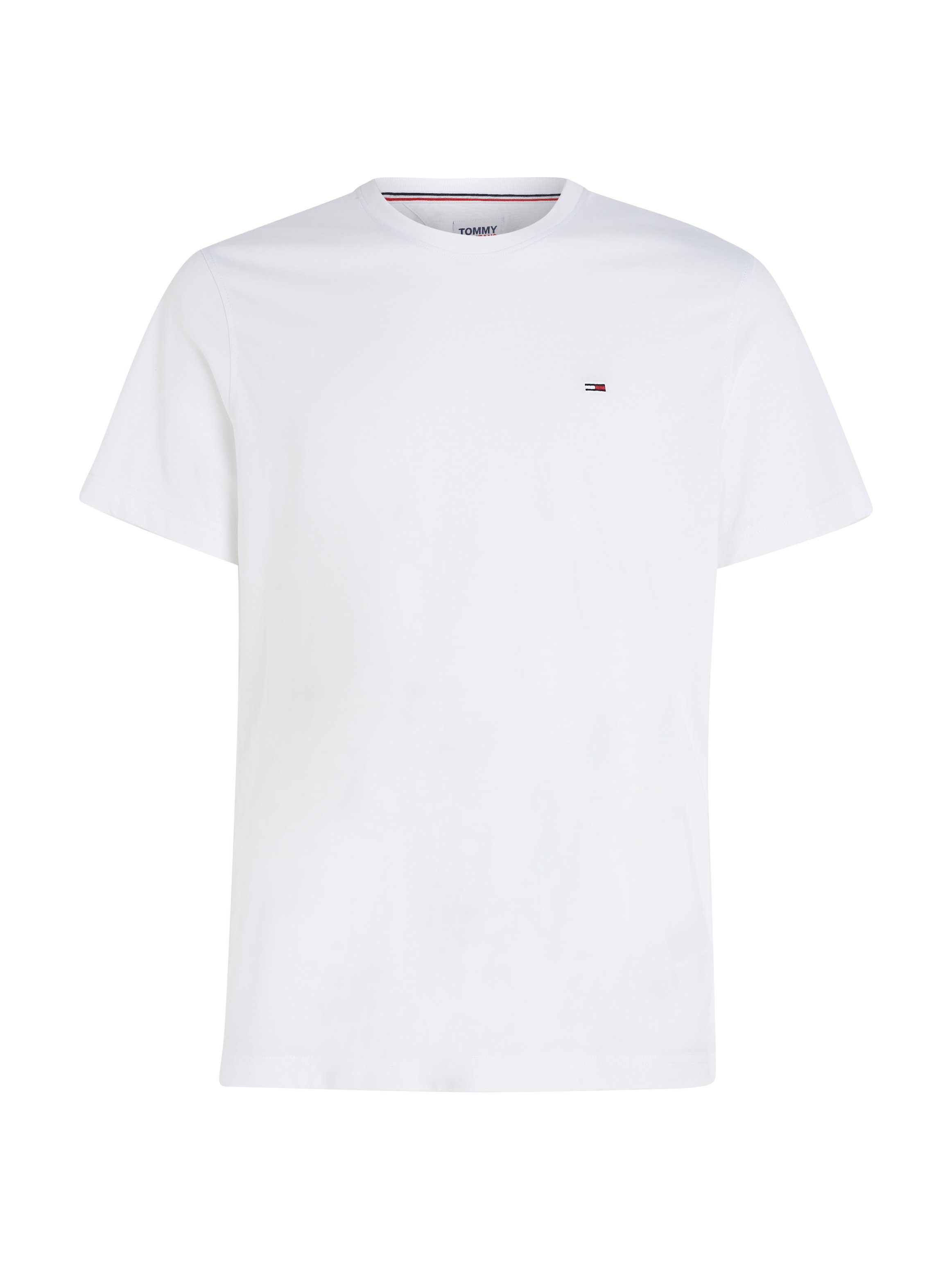 TOMMY JEANS T-shirt TJM ESSENTIAL SOLID TEE met ronde hals en subtiele logo-vlag
