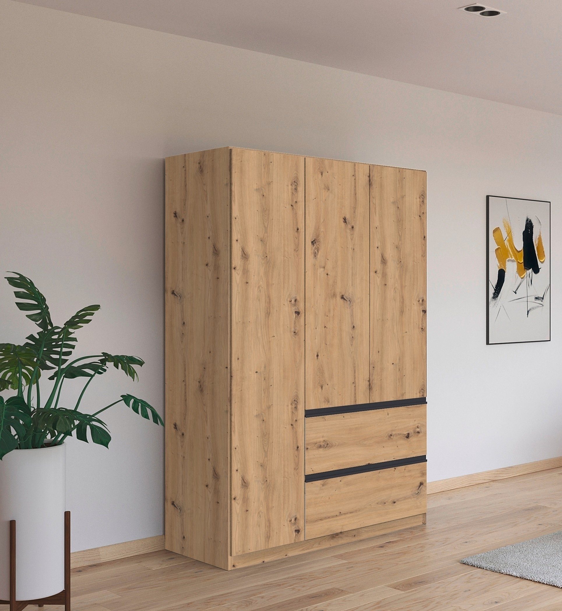 rauch Draaideurkast Kledingkast Kast Garderobe Wasmand COSTA in 3 Breedtes veel ruimte, greeploze front en push-to-open functie made in germany