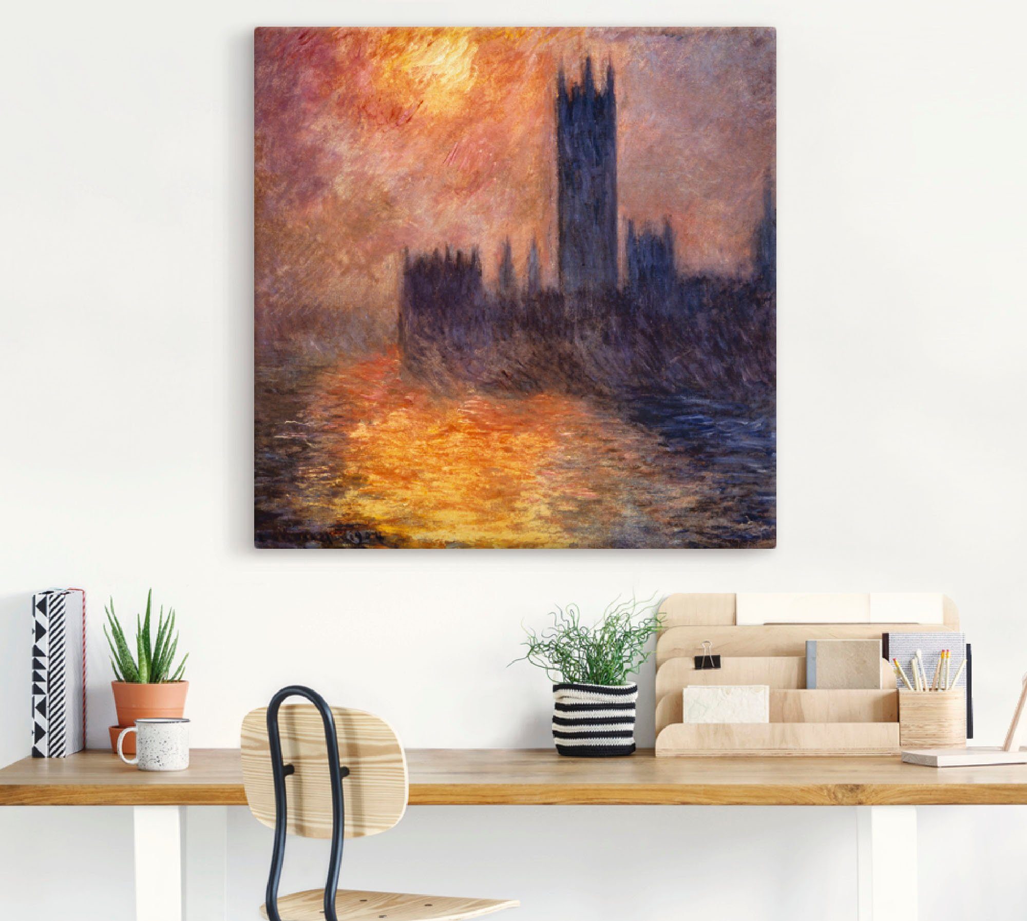 Artland Artprint op linnen Parlement in Londen bij zonsondergang