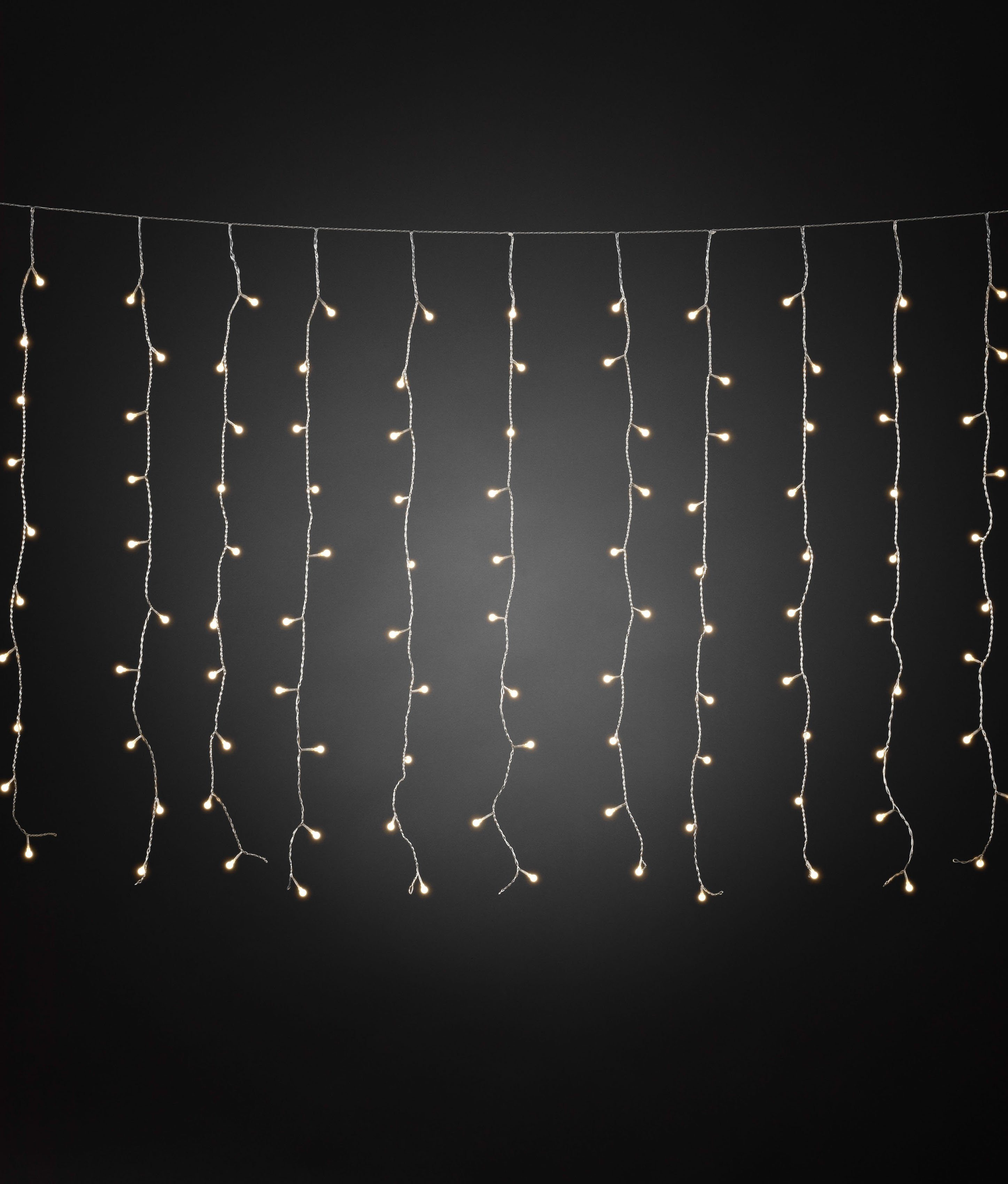 KONSTSMIDE Led-lichtgordijn Kerstversiering buiten Led lichtgordijn, met witte Globes, 400 warmwitte dioden (1 stuk)