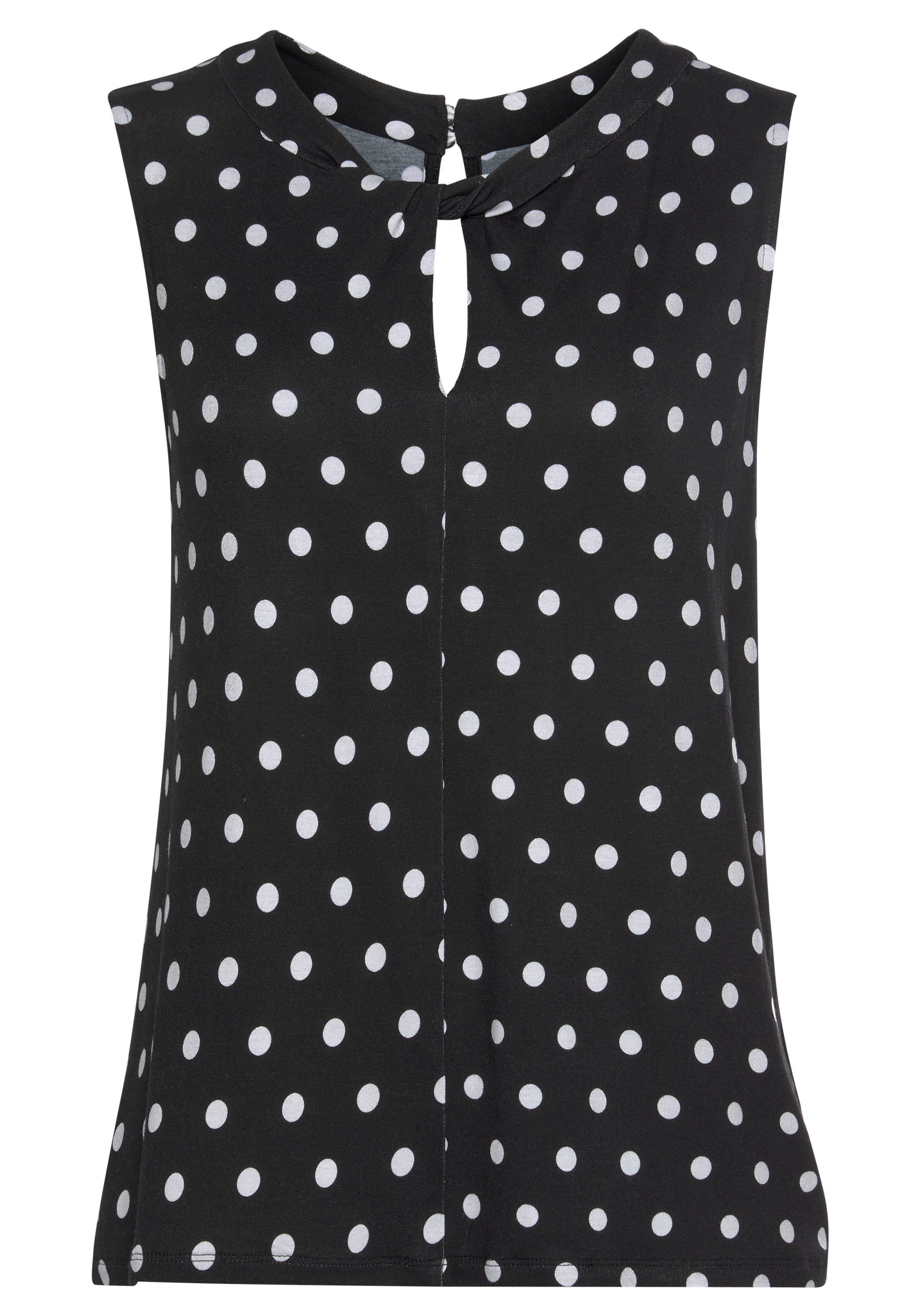 Lascana Tanktop met stippenprint, comfortabel blousetop met split aan de hals