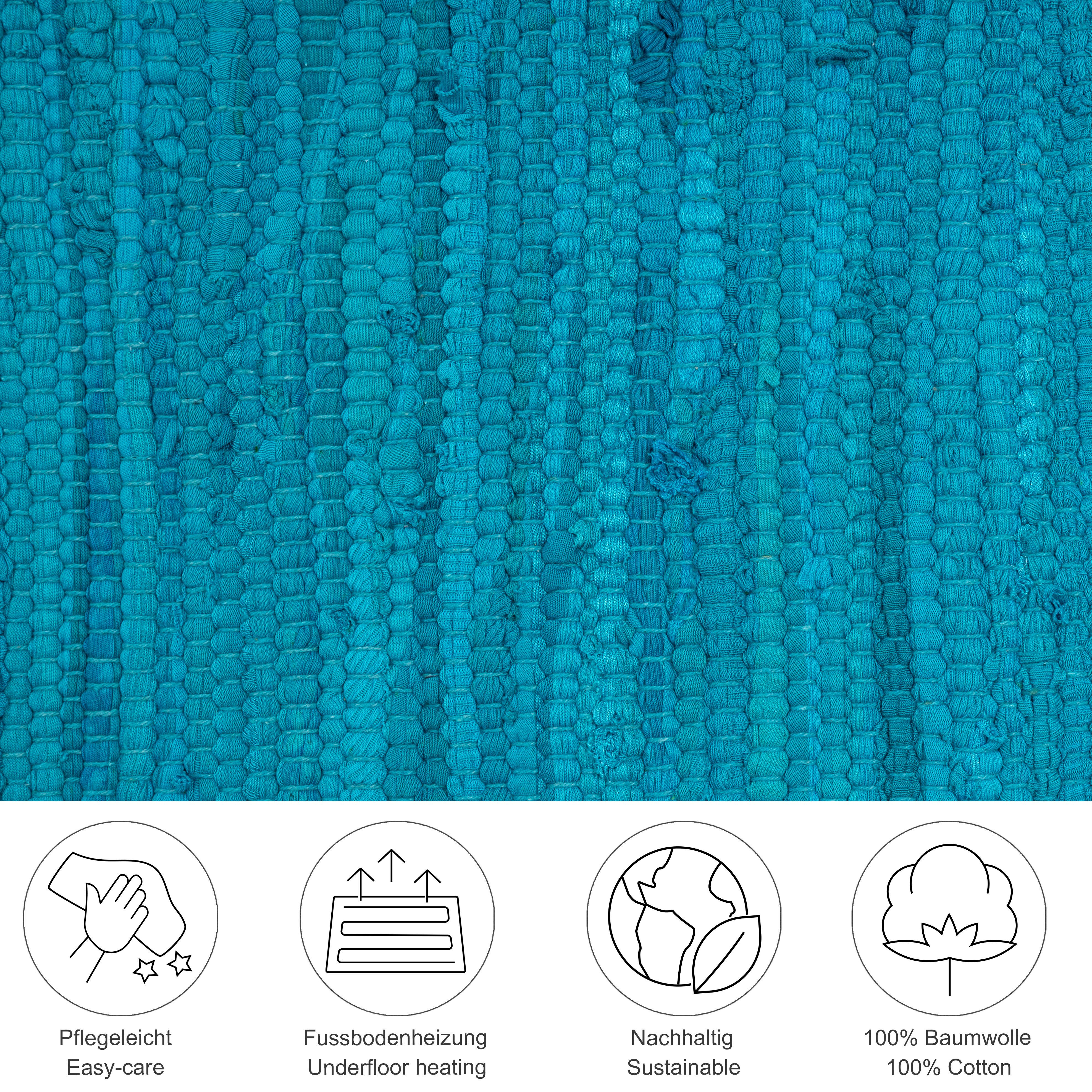 THEKO Vloerkleed Happy Cotton Handgeweven vloerkleed, platweefsel, puur katoen, met de hand geweven, met franje