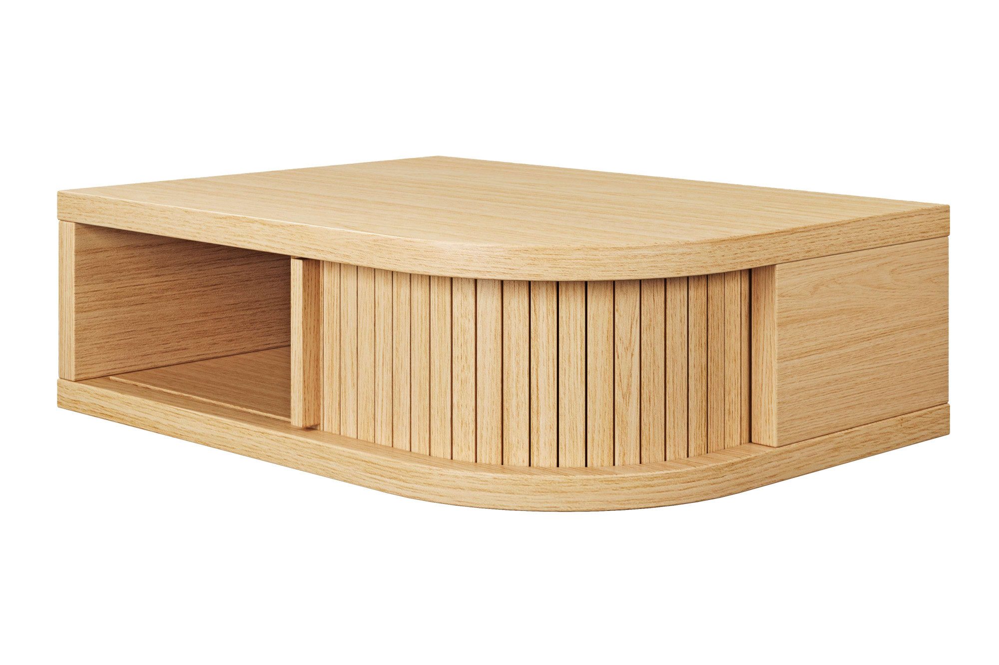 Woodman Nachtkastje Farsta in 3 kleuren, met tambour schuifdeuren, met eikenhout gefineerd