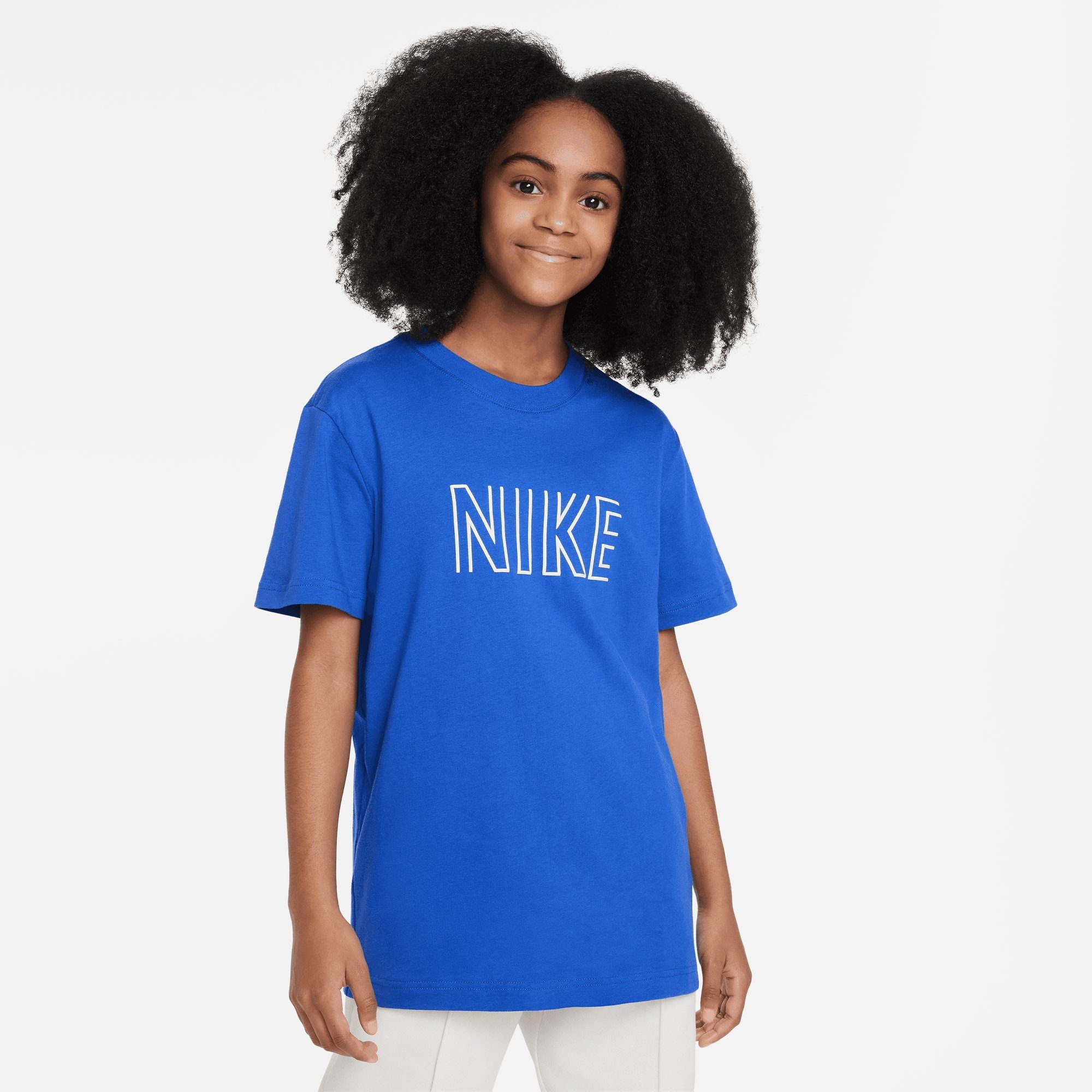 Nike Sportswear T-shirt G NSW BF TEE PRNT SW - voor kinderen meisjes t-shirts maat M (140/146) blauw