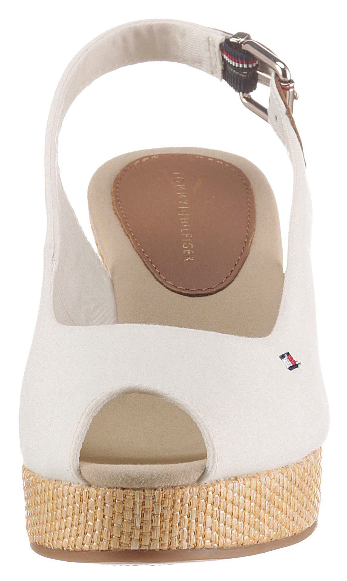 Tommy Hilfiger Sandaaltjes ICONIC ELBA SLING BACK WEDGE zomerschoen, sandaal, sleehak, met jute bekleding