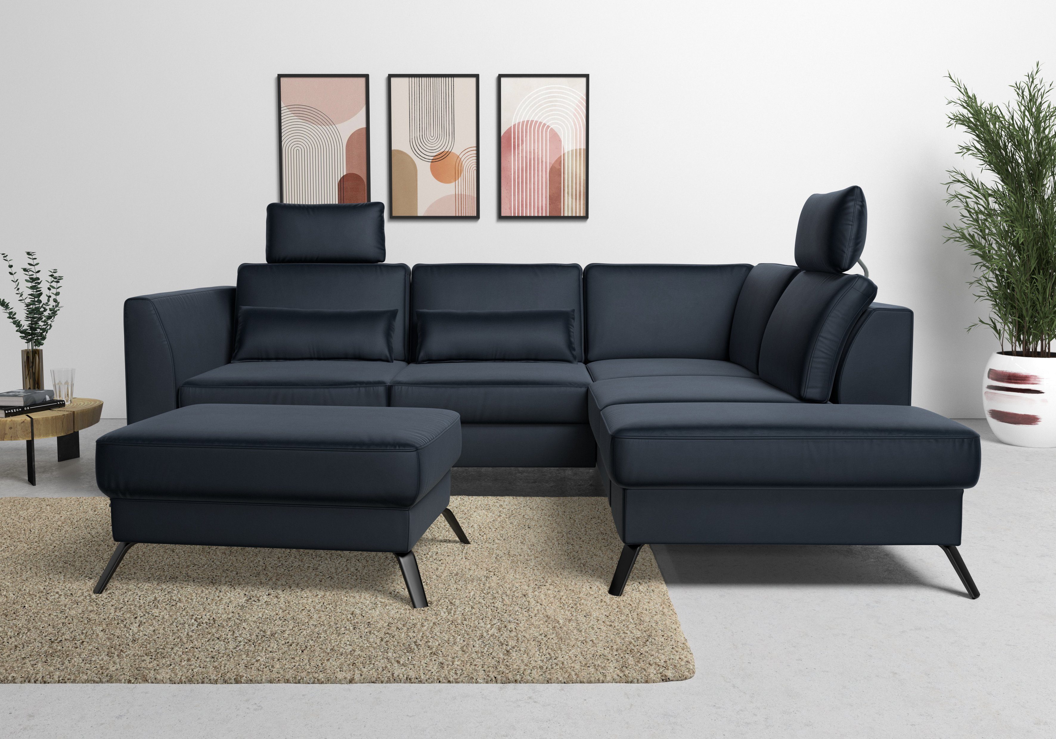 sit&more Hoekbank Olsen L-vorm inclusief zitdiepteverstelling, naar keuze met slaapfunctie, 15 cm hoog