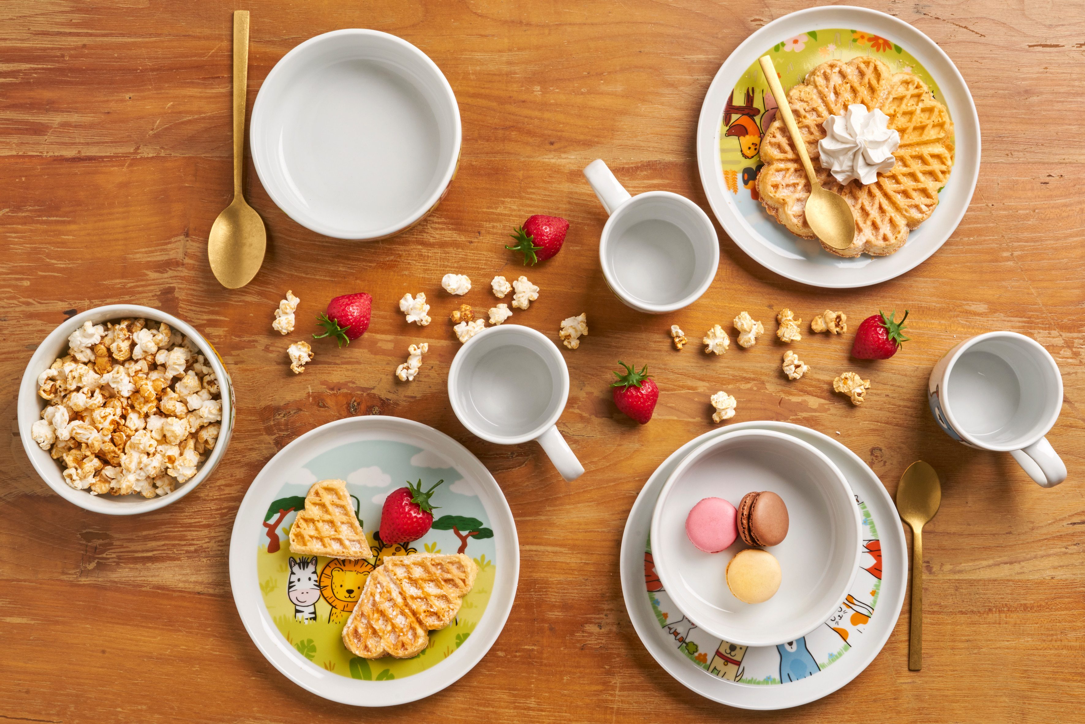 van Well Kinderservies-set Kinderset vos en vrienden, 3-delig, servies-set, service met kleurrijke decor, vaatwasmachine- en magnetronbestendig (set, 3-delig)