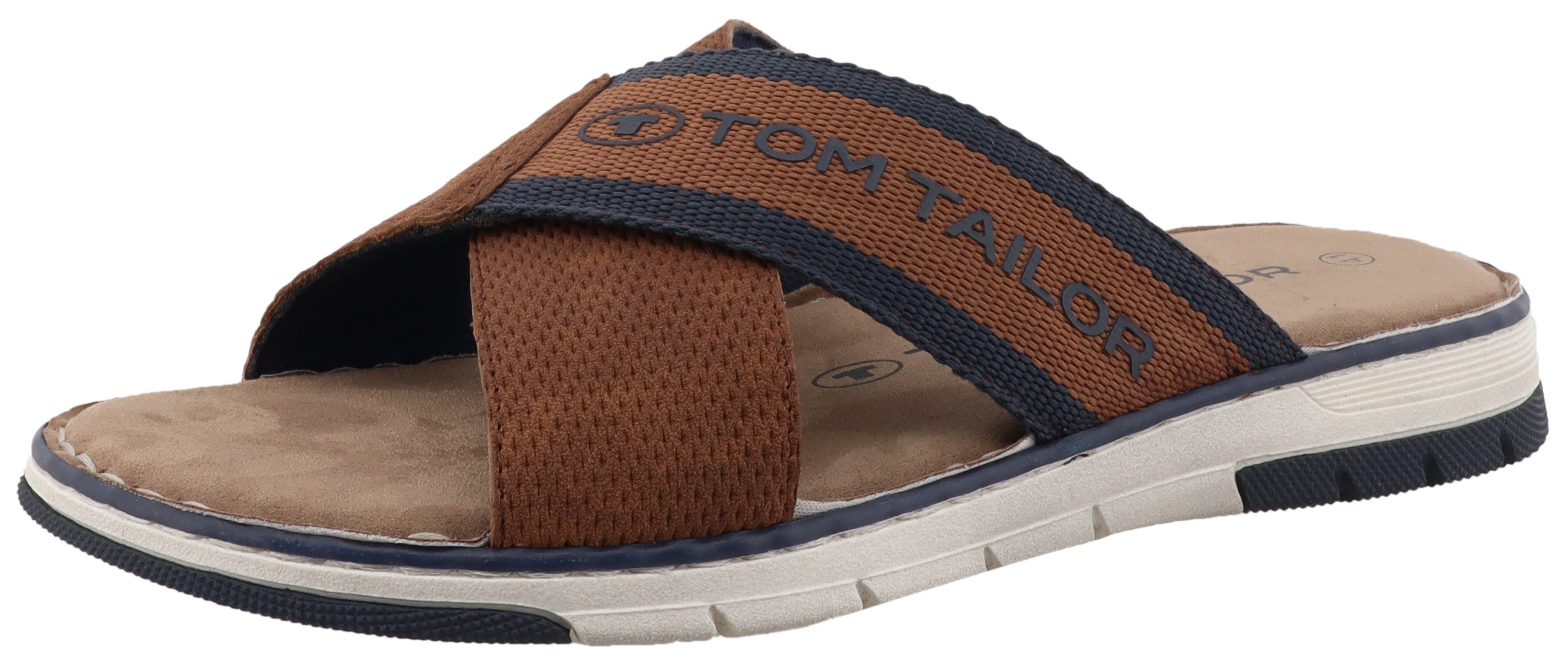 Tom Tailor Slippers , zomerschoen, instapschoen, comfort schoen met opvallende logo-opdruk heren slippers maat 43 bruin