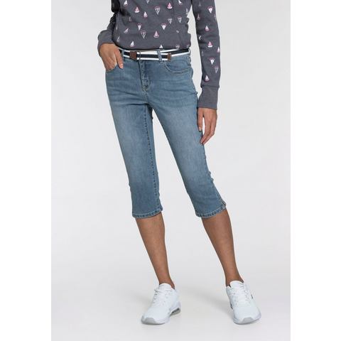 KangaROOS Capri jeans Capri-jeans met riem met bijpassende riem nieuwe collectie (set, Met een afnee