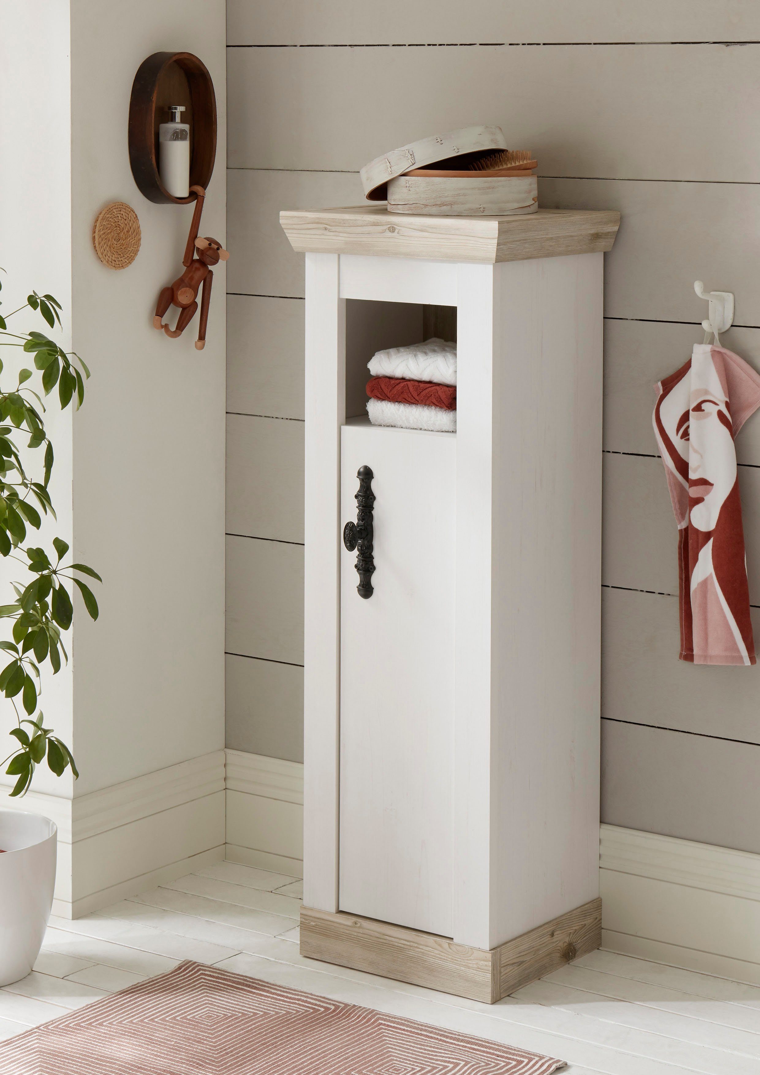 Home affaire Halfhoge kast Florenz, badkamerkast in landhuisstijl, kast met metalen handgrepen