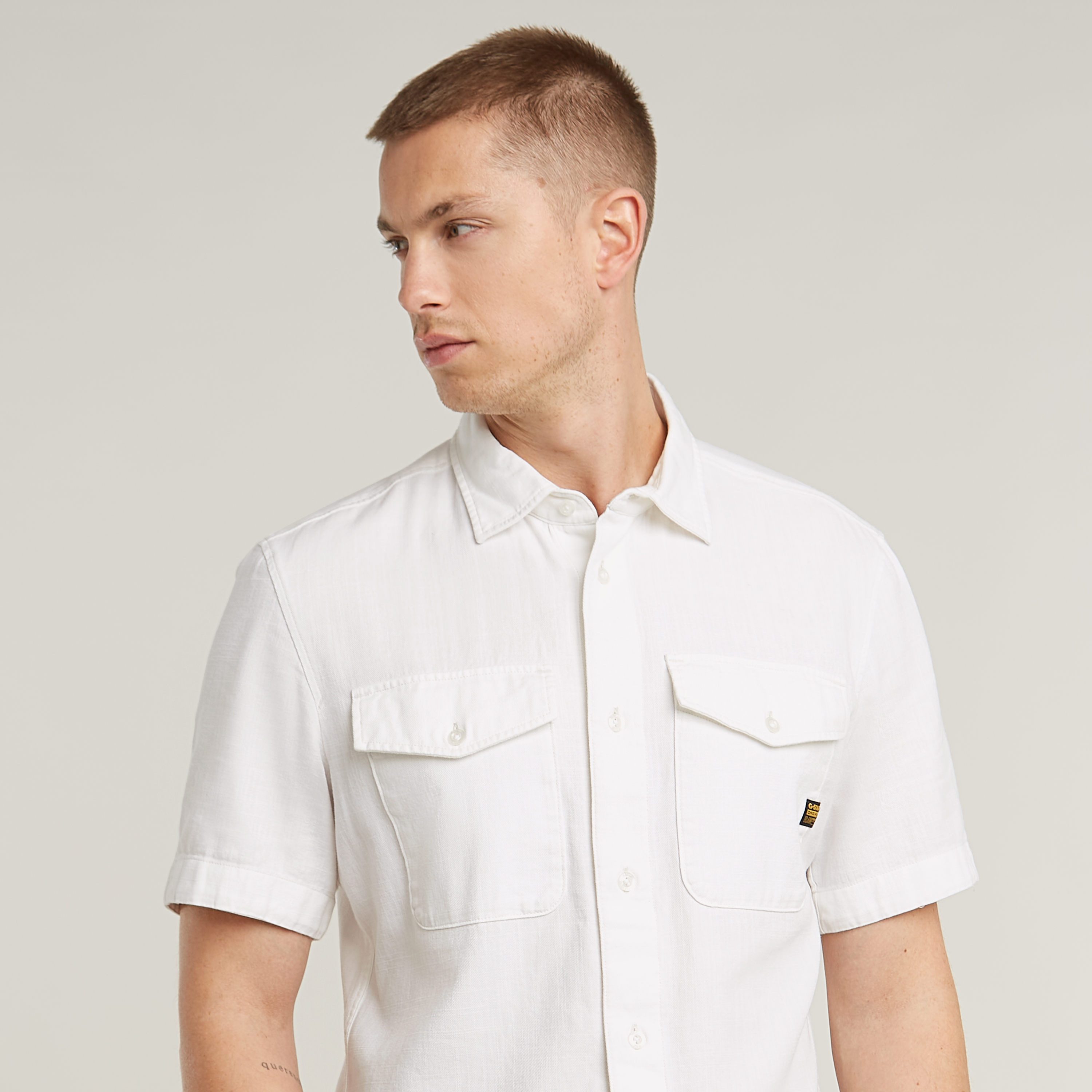 G-Star RAW Overhemd met korte mouwen Marine Slim Shirt met opgestikte zakken