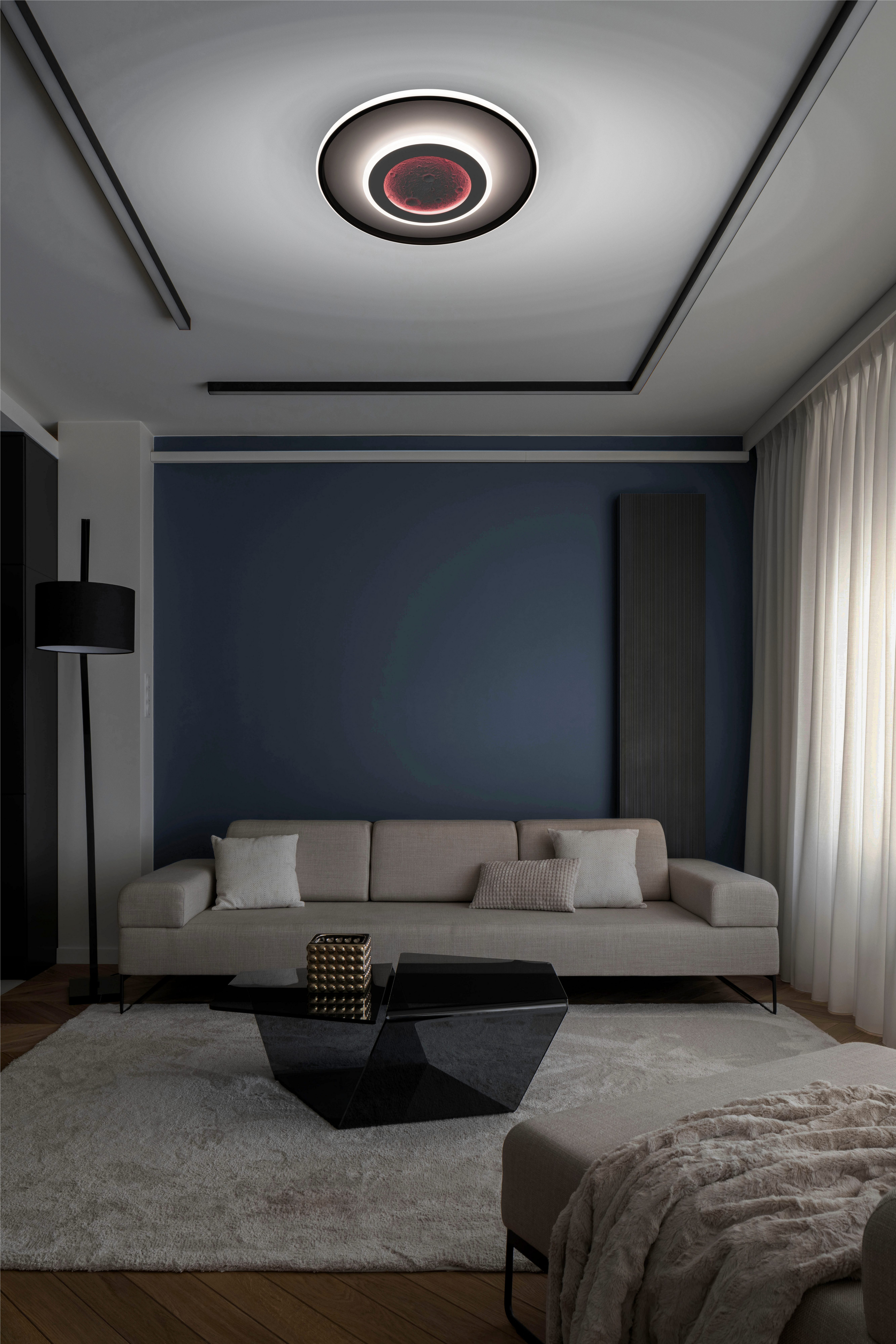 my home Led-plafondlamp Lyra Maan (maanstructuur), incl. CCT, RGB geheugen, nachtlamp, afstandsbediening (1 stuk)