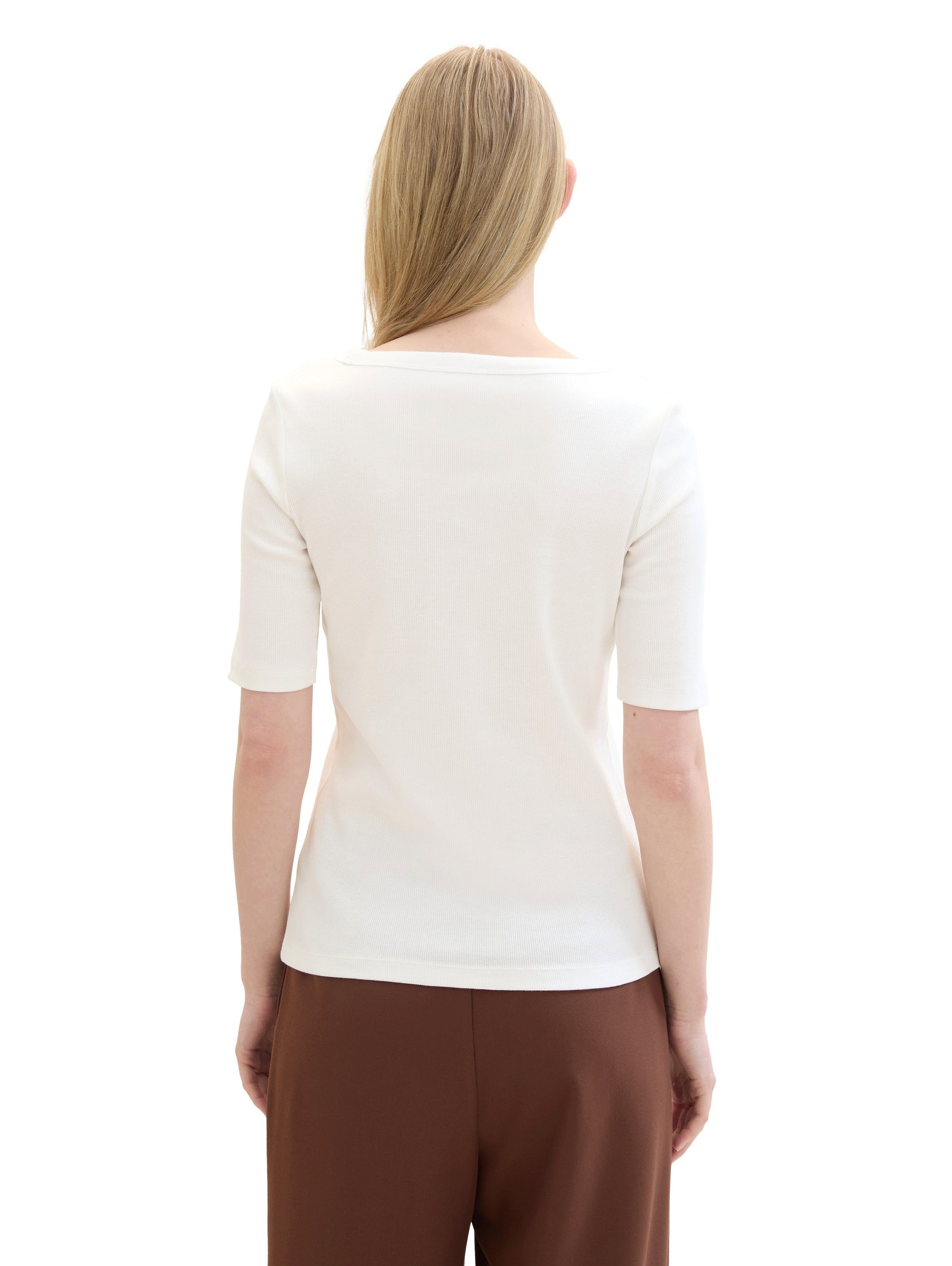 Tom Tailor Shirt met ronde hals met ribstructuur