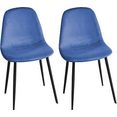 paroli stoel skadi (set van 2 of 4), met velours-overtrek en in 2 framekleuren (set) blauw