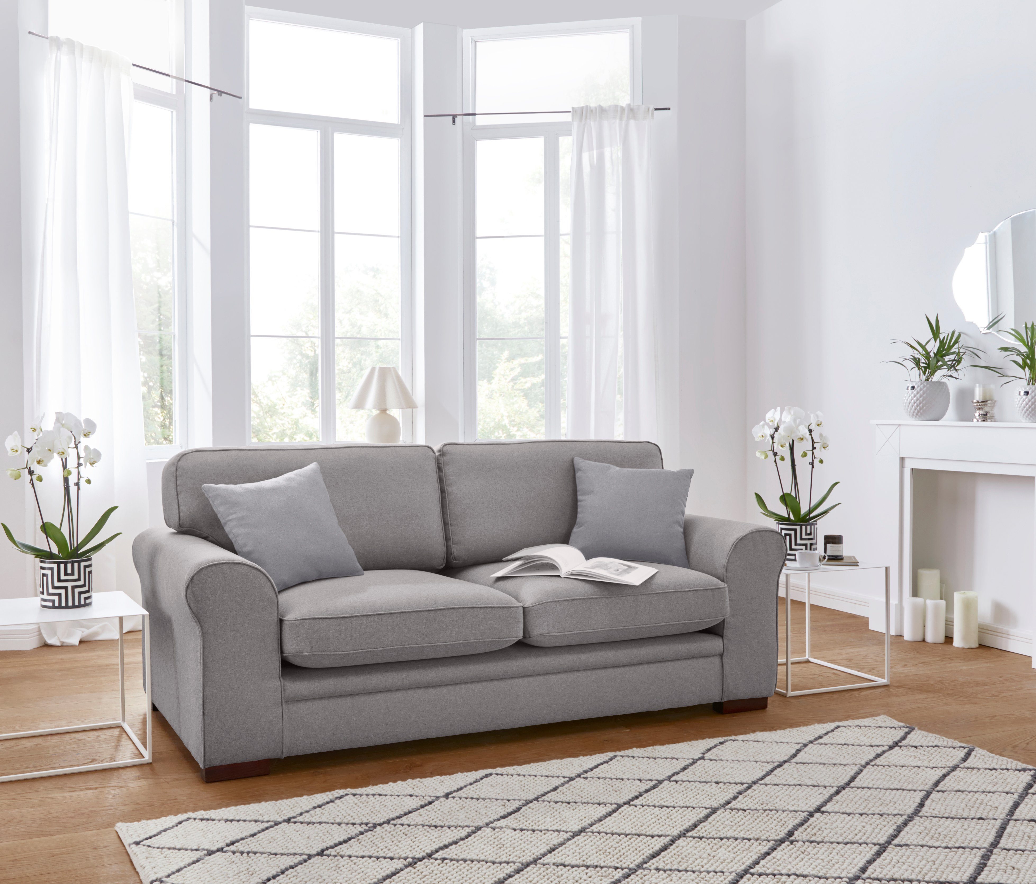Home affaire 2-zitsbank Broughton zacht zitcomfort, incl. 2 sierkussens, opstaande naad
