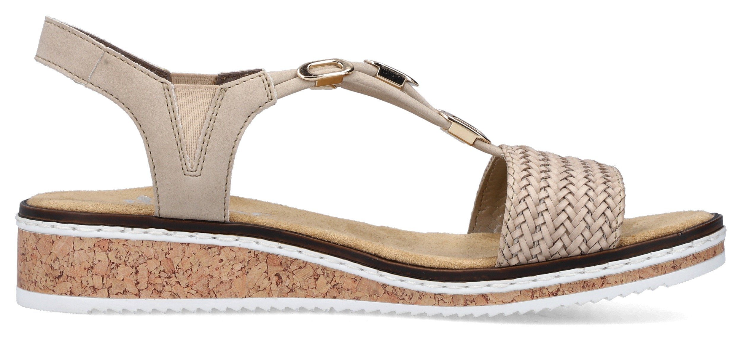 Rieker Sandalen zomerschoen, sandaal, sleehak, in gevlochten look