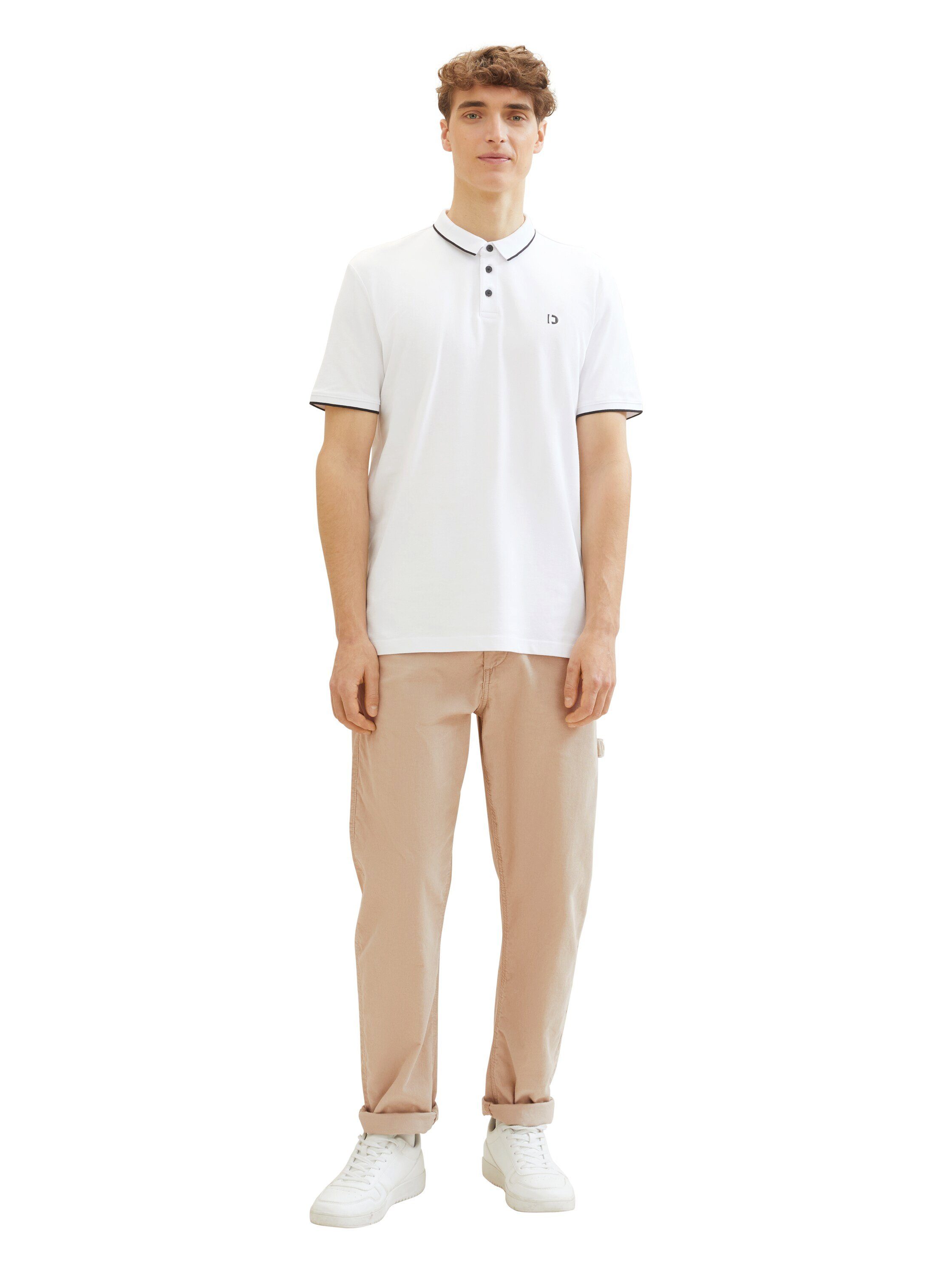 Tom Tailor Denim Poloshirt met logoprint en van stretch